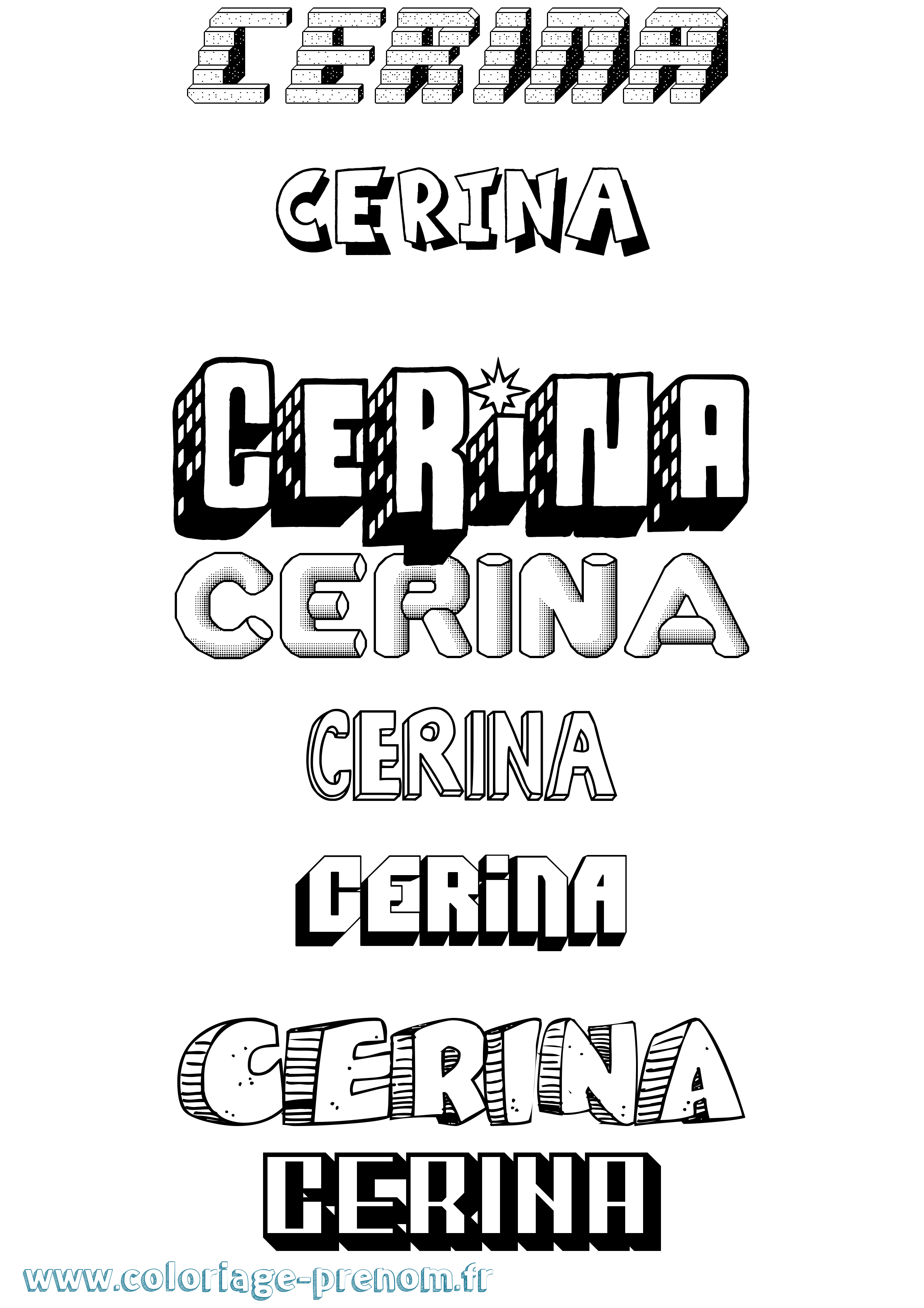 Coloriage Cerina Effet 3D Coloriage prénom Cerina Effet 3D