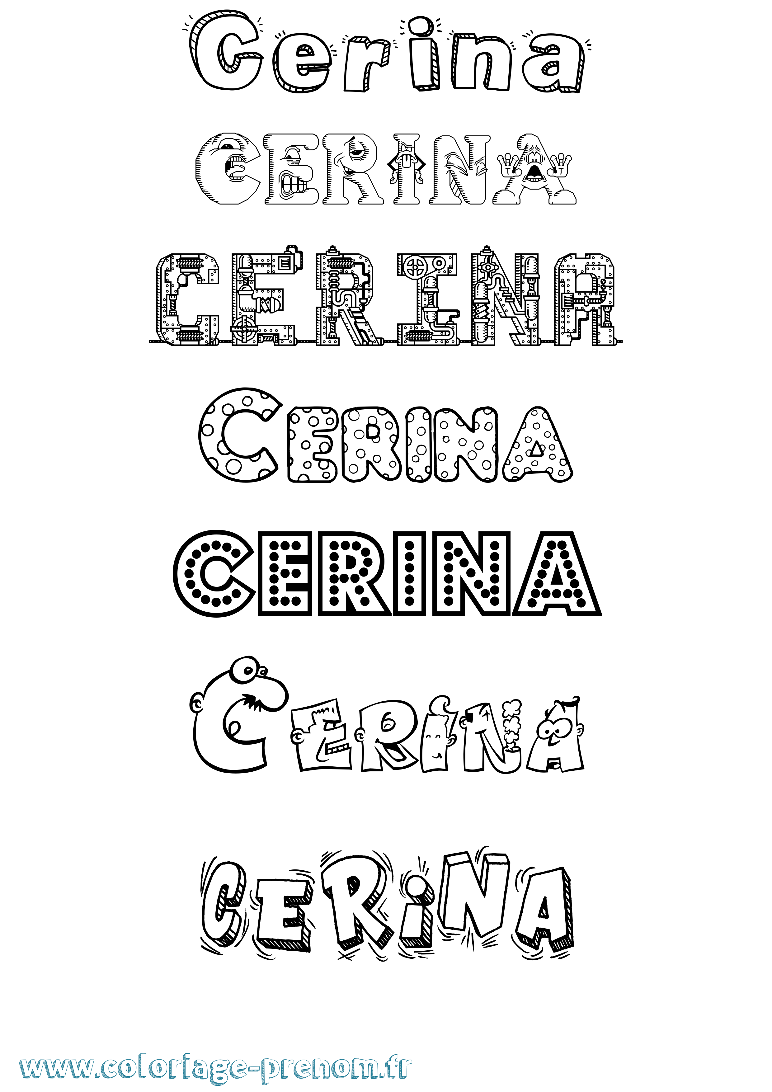 Coloriage prénom Cerina Fun