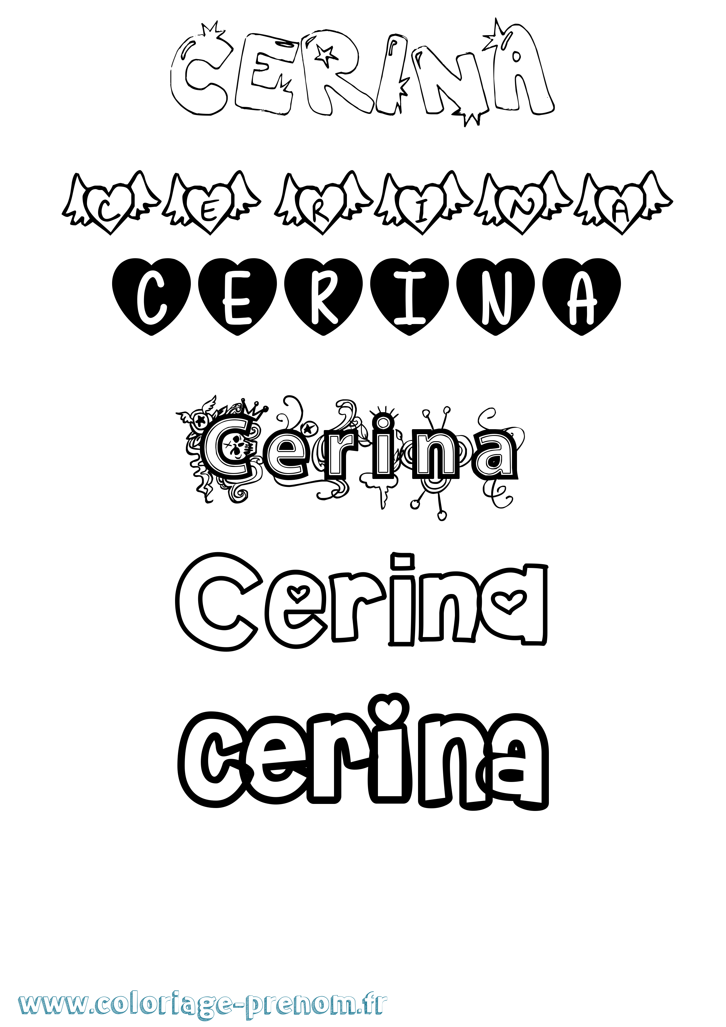Coloriage prénom Cerina Girly
