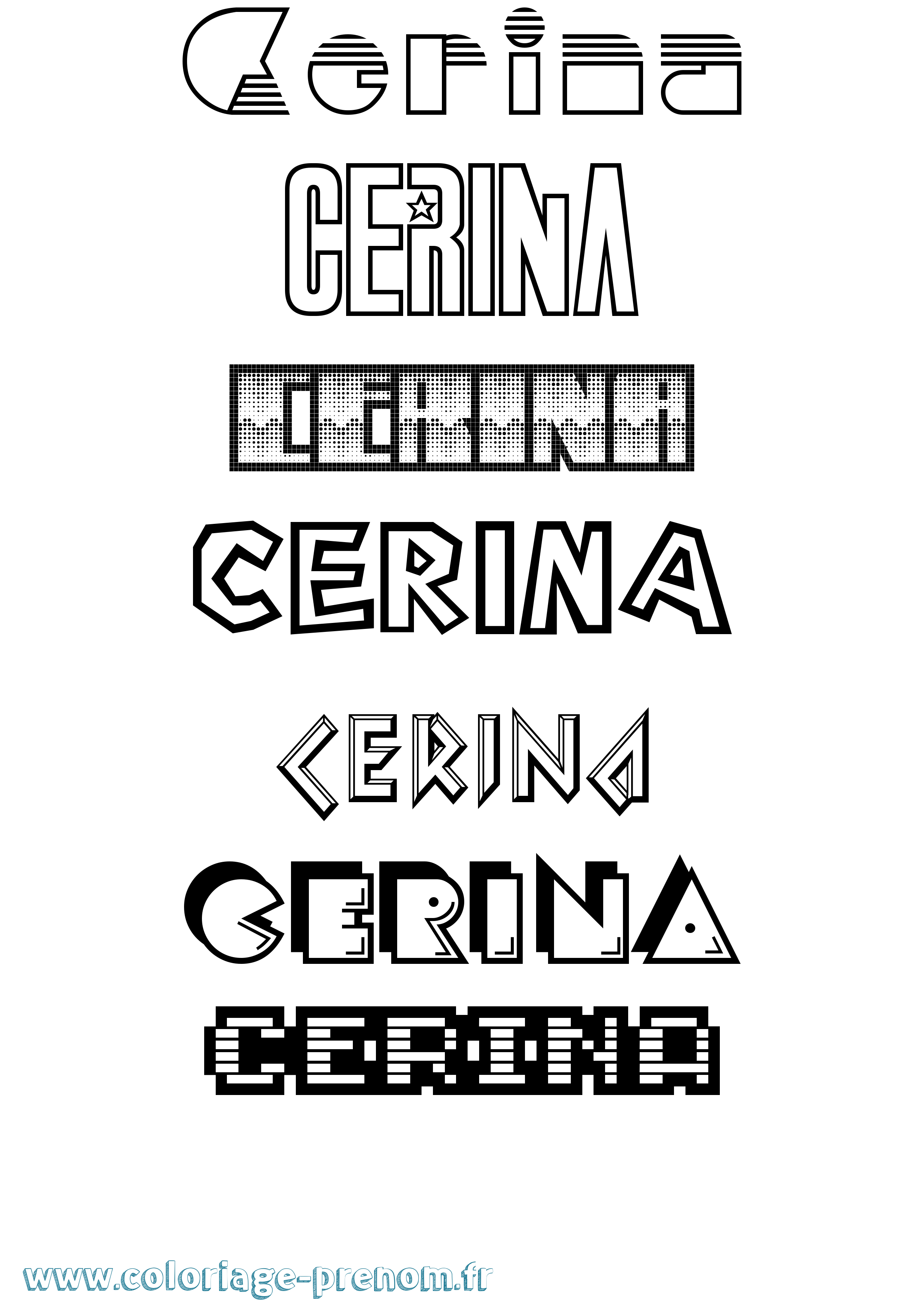 Coloriage prénom Cerina Jeux Vidéos
