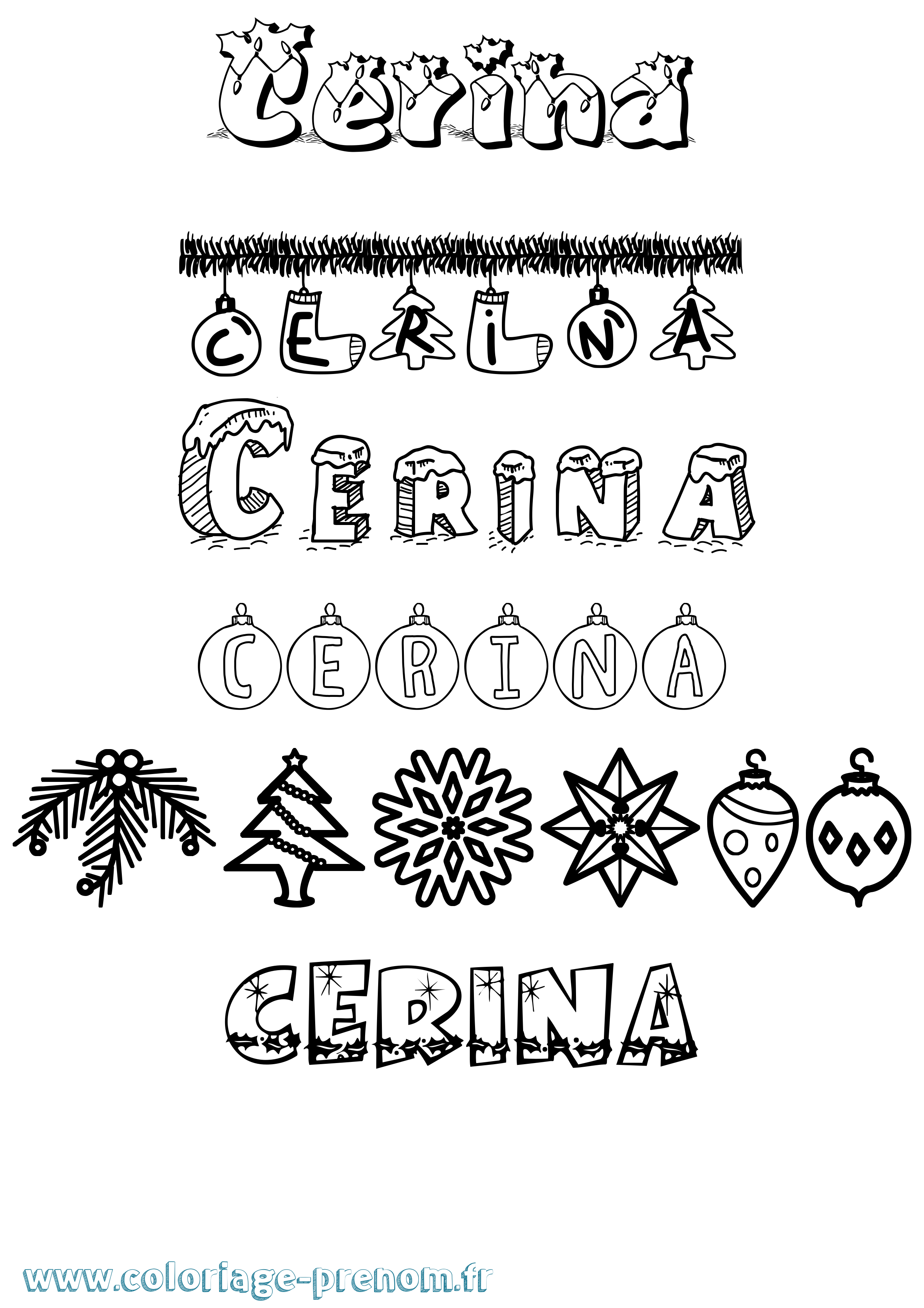 Coloriage Cerina Noël Coloriage prénom Cerina Noël