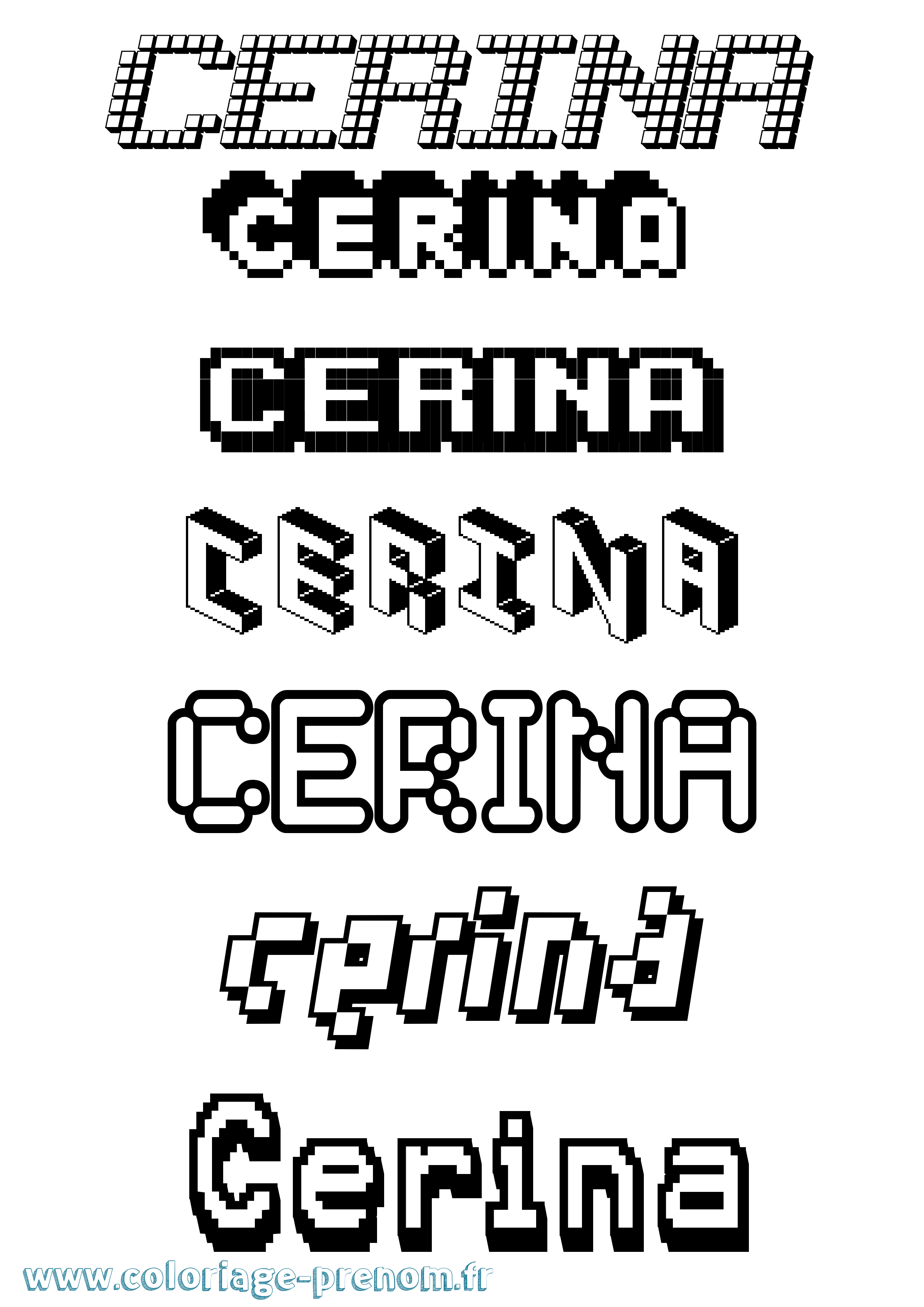 Coloriage prénom Cerina Pixel