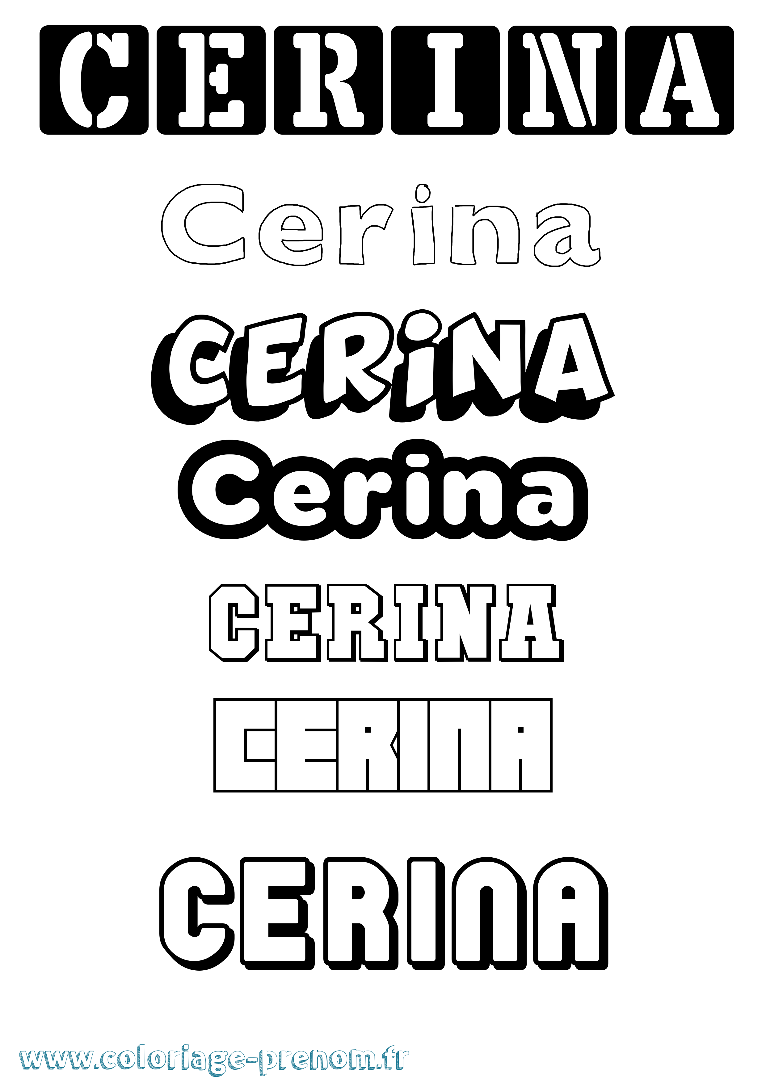 Coloriage prénom Cerina Simple