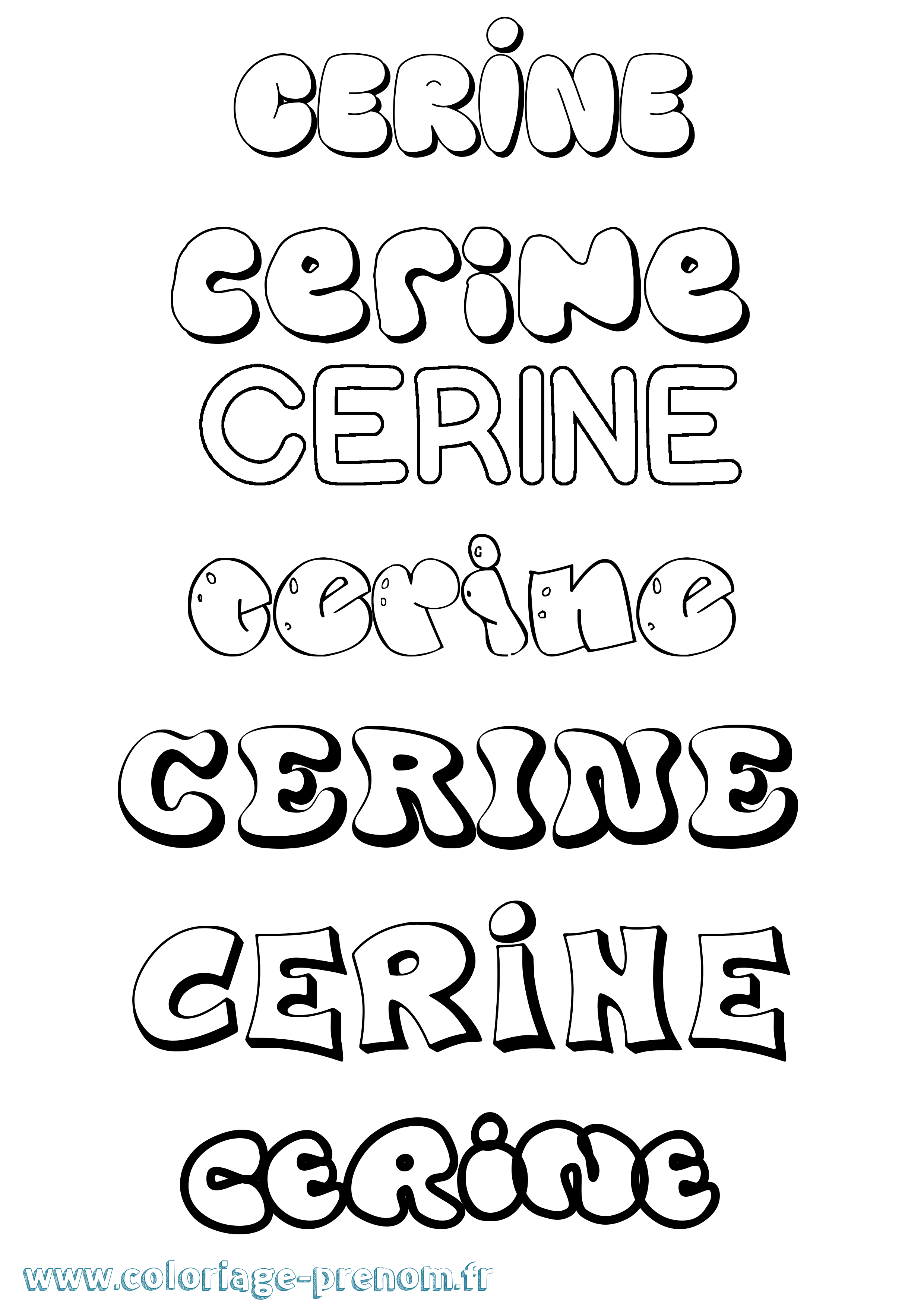 Coloriage prénom Cerine Bubble