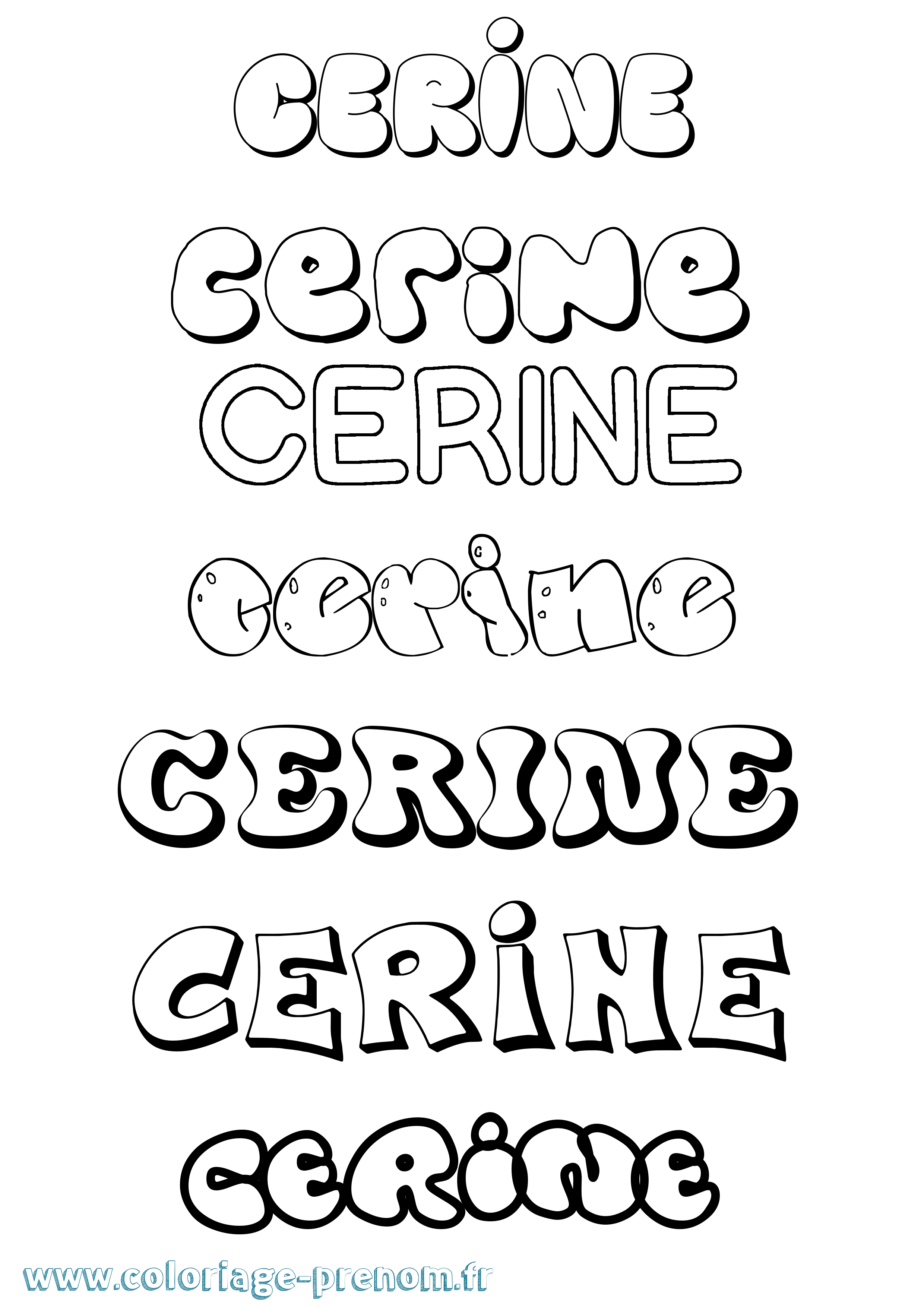 Coloriage Cerine Bubble Coloriage prénom Cerine Bubble
