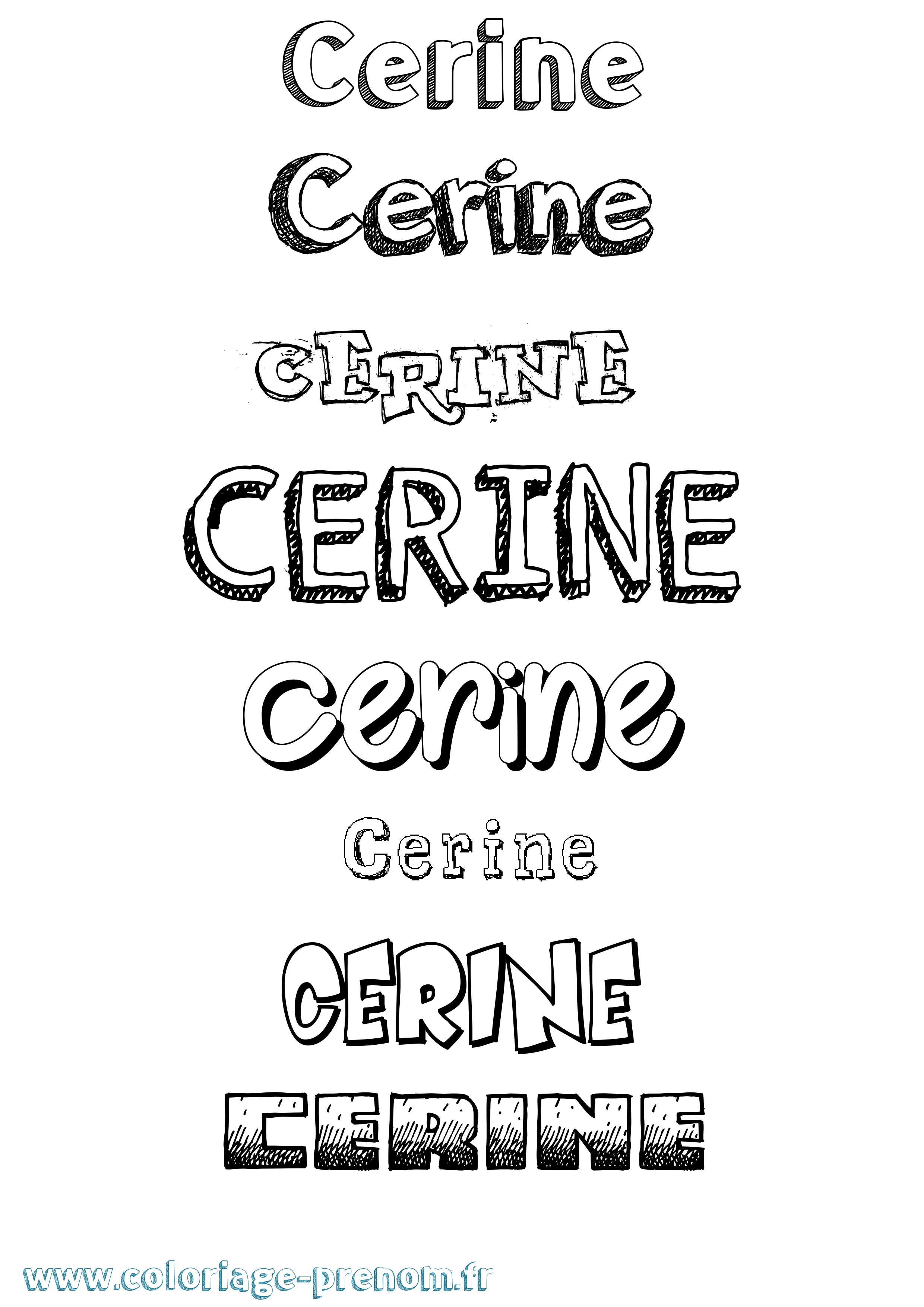 Coloriage prénom Cerine Dessiné