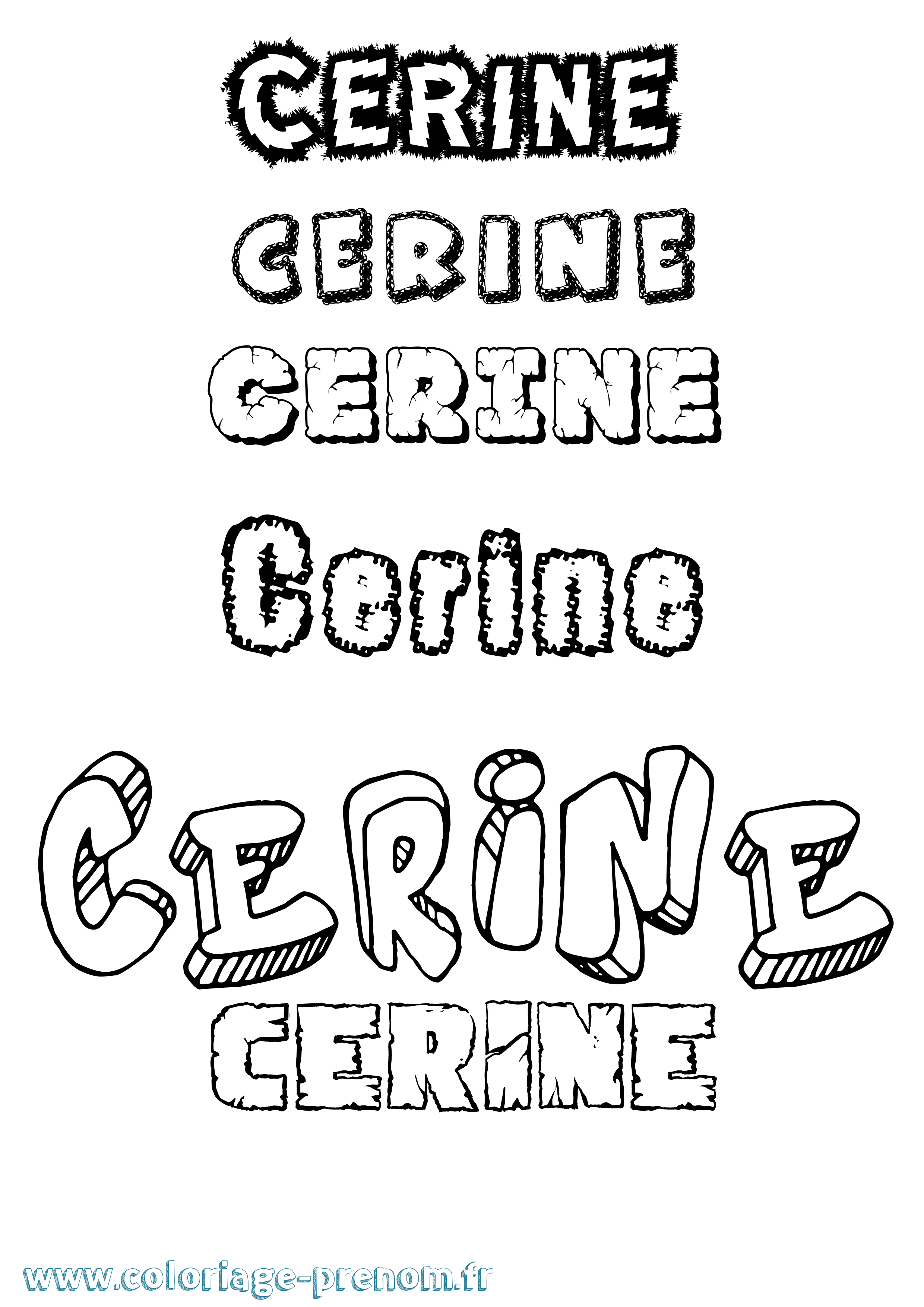 Coloriage Cerine Destructuré Coloriage prénom Cerine Destructuré