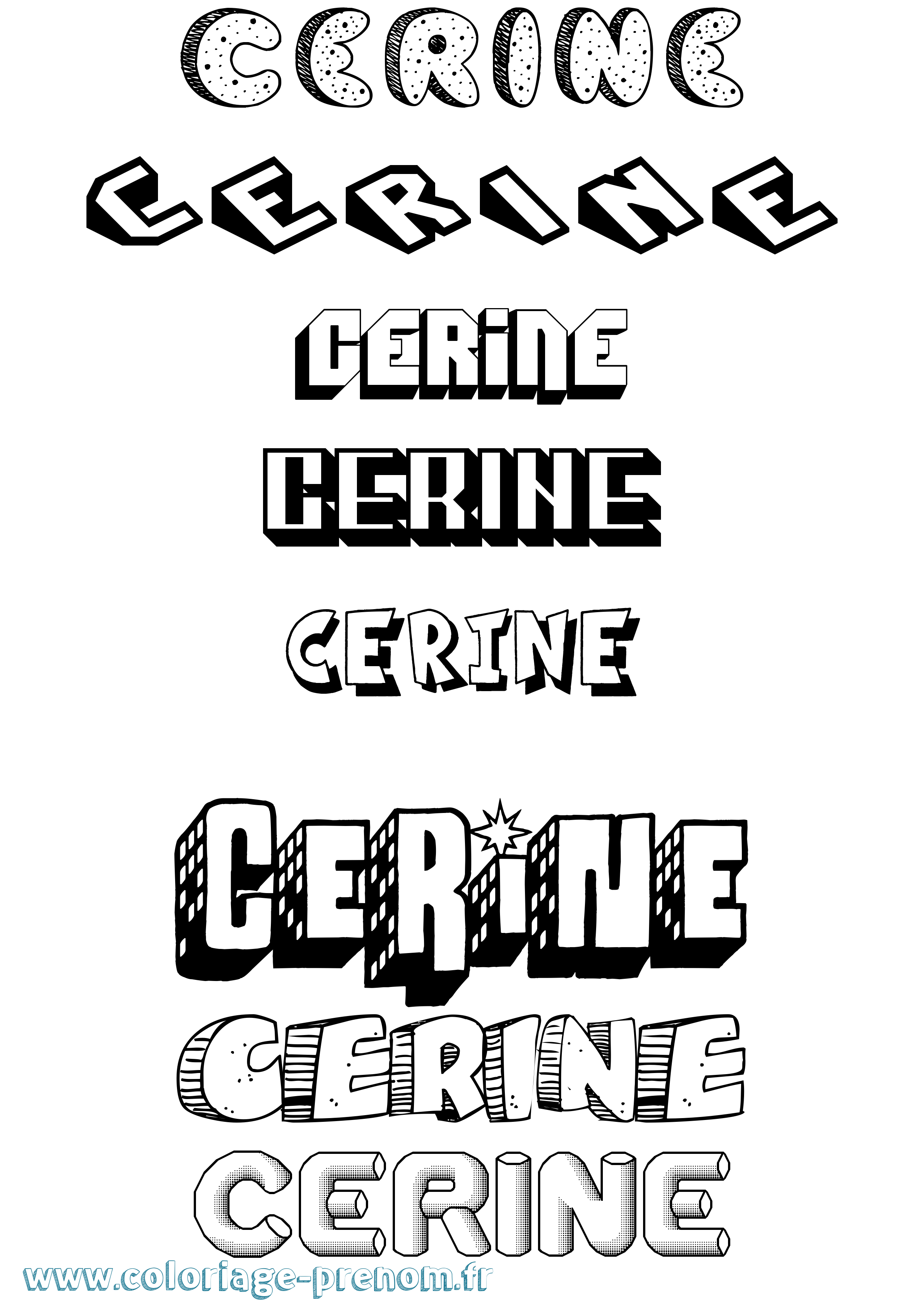 Coloriage Cerine Effet 3D Coloriage prénom Cerine Effet 3D