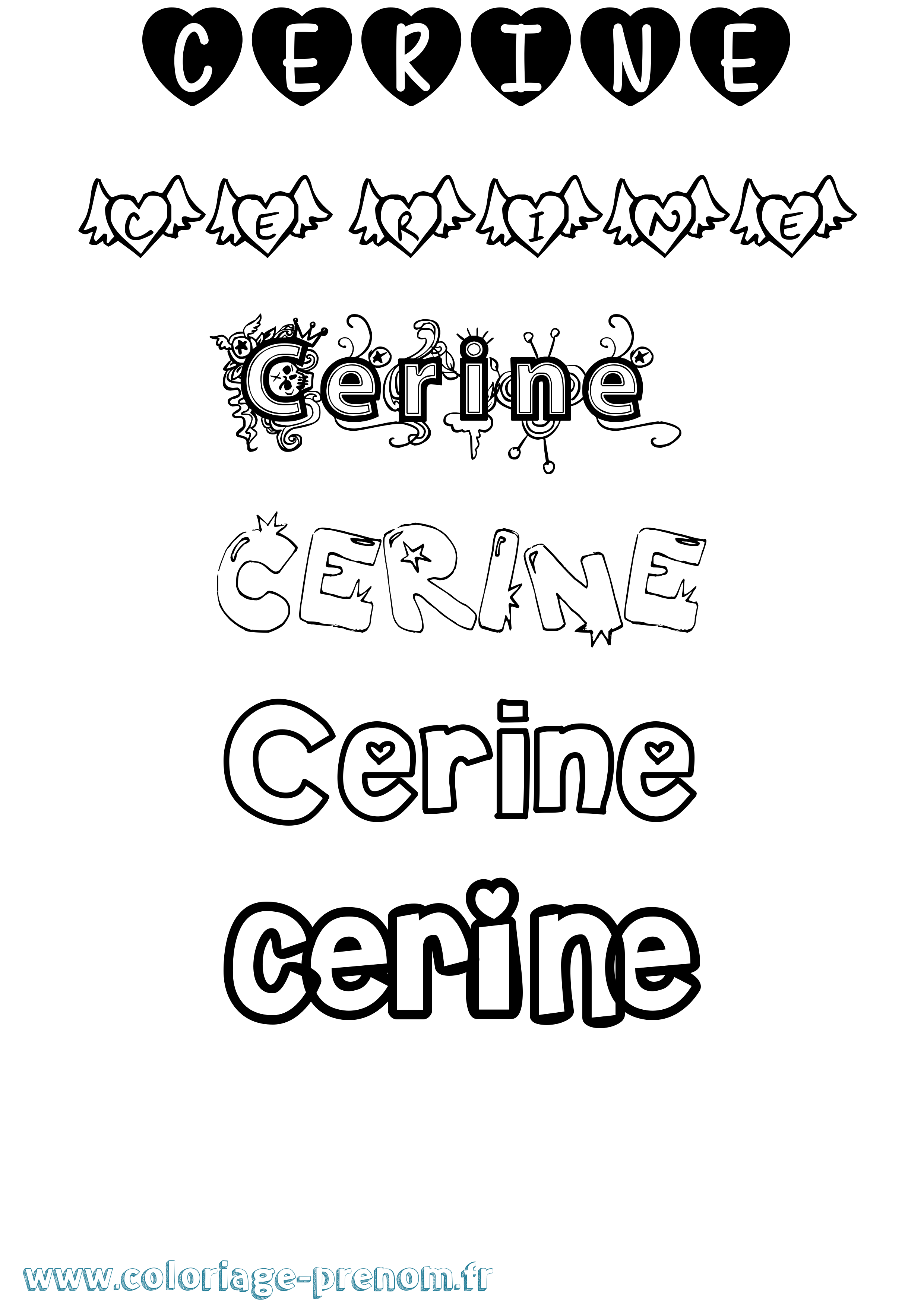 Coloriage prénom Cerine Girly