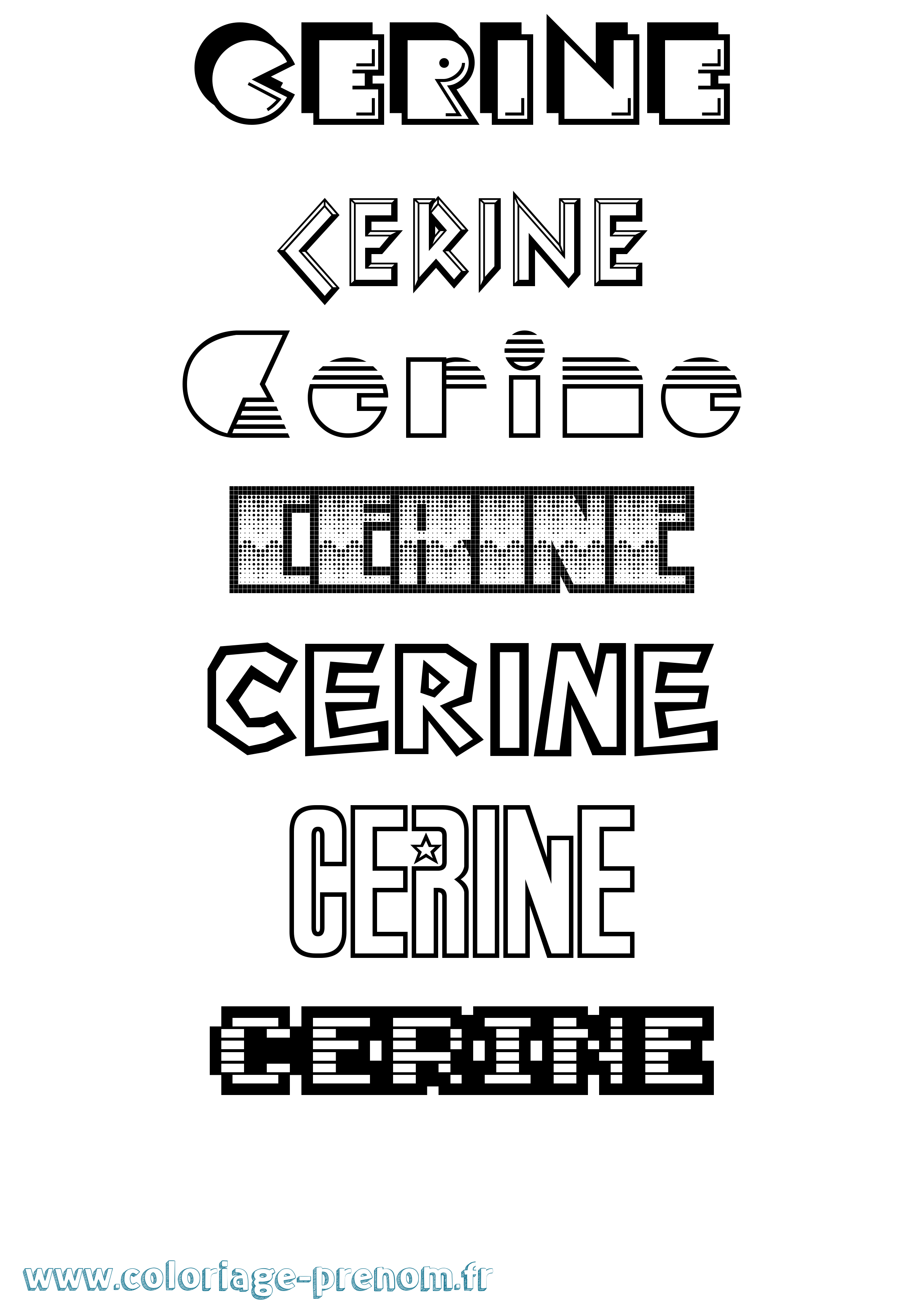Coloriage prénom Cerine Jeux Vidéos