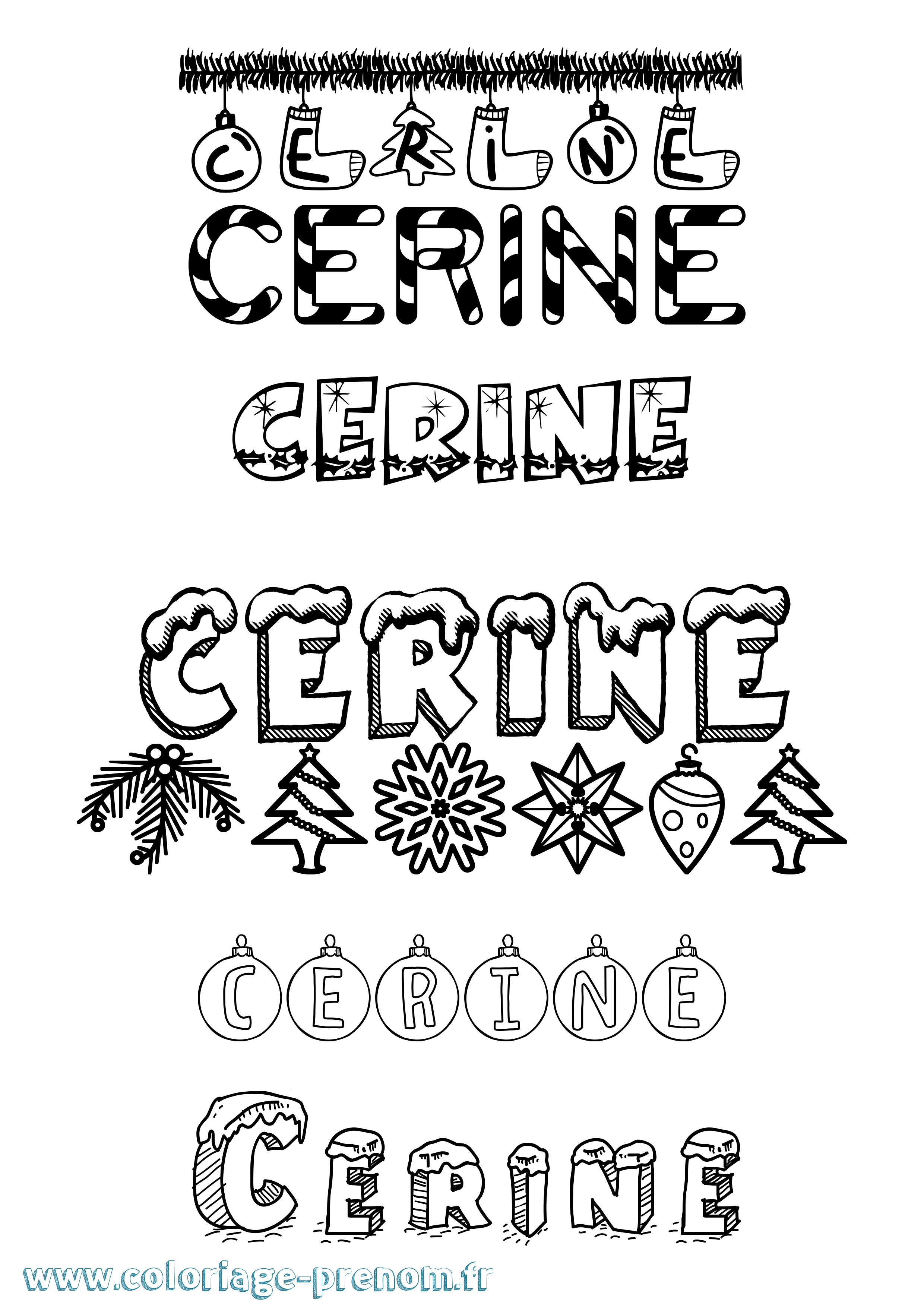 Coloriage Cerine Noël Coloriage prénom Cerine Noël