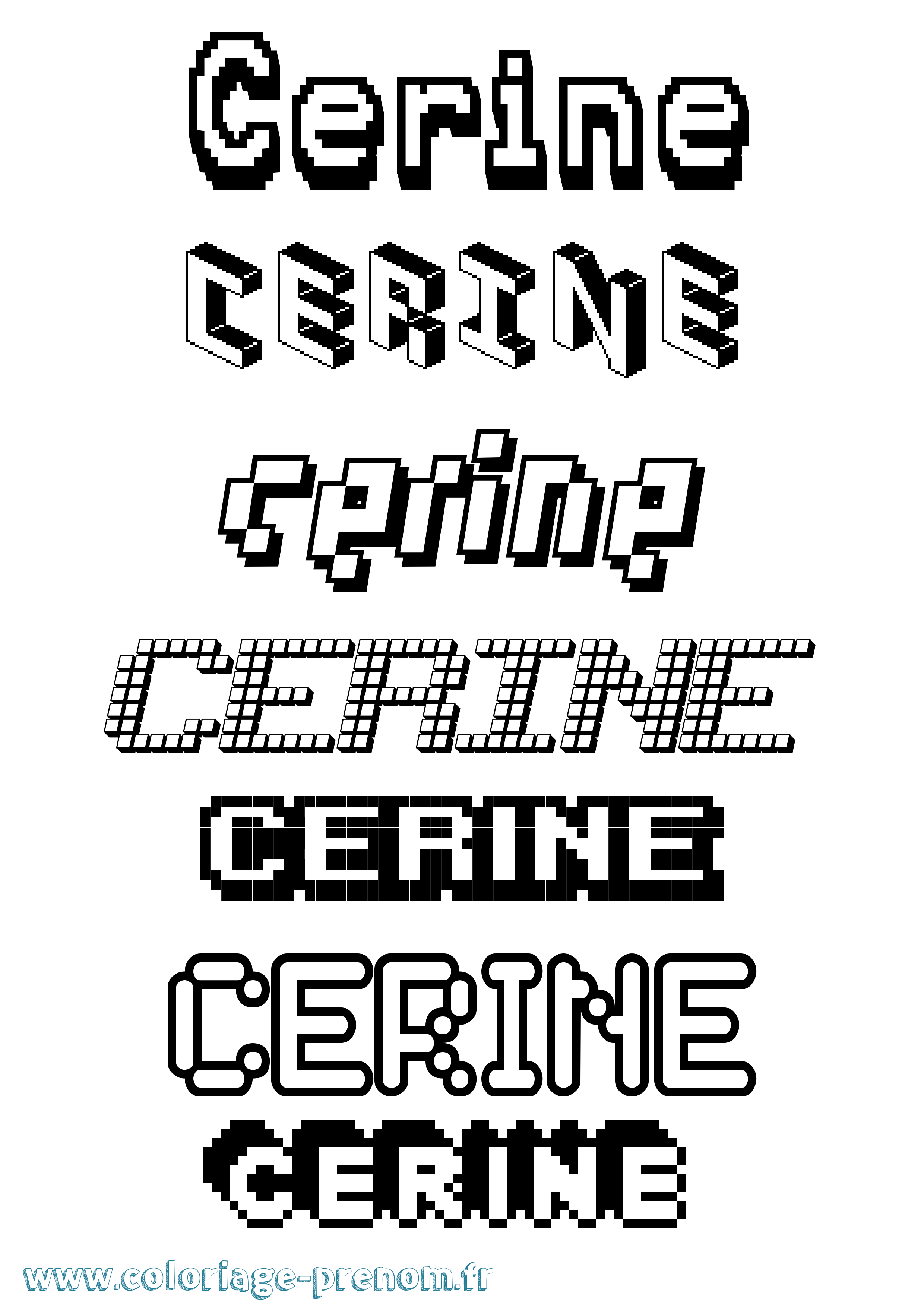 Coloriage prénom Cerine Pixel