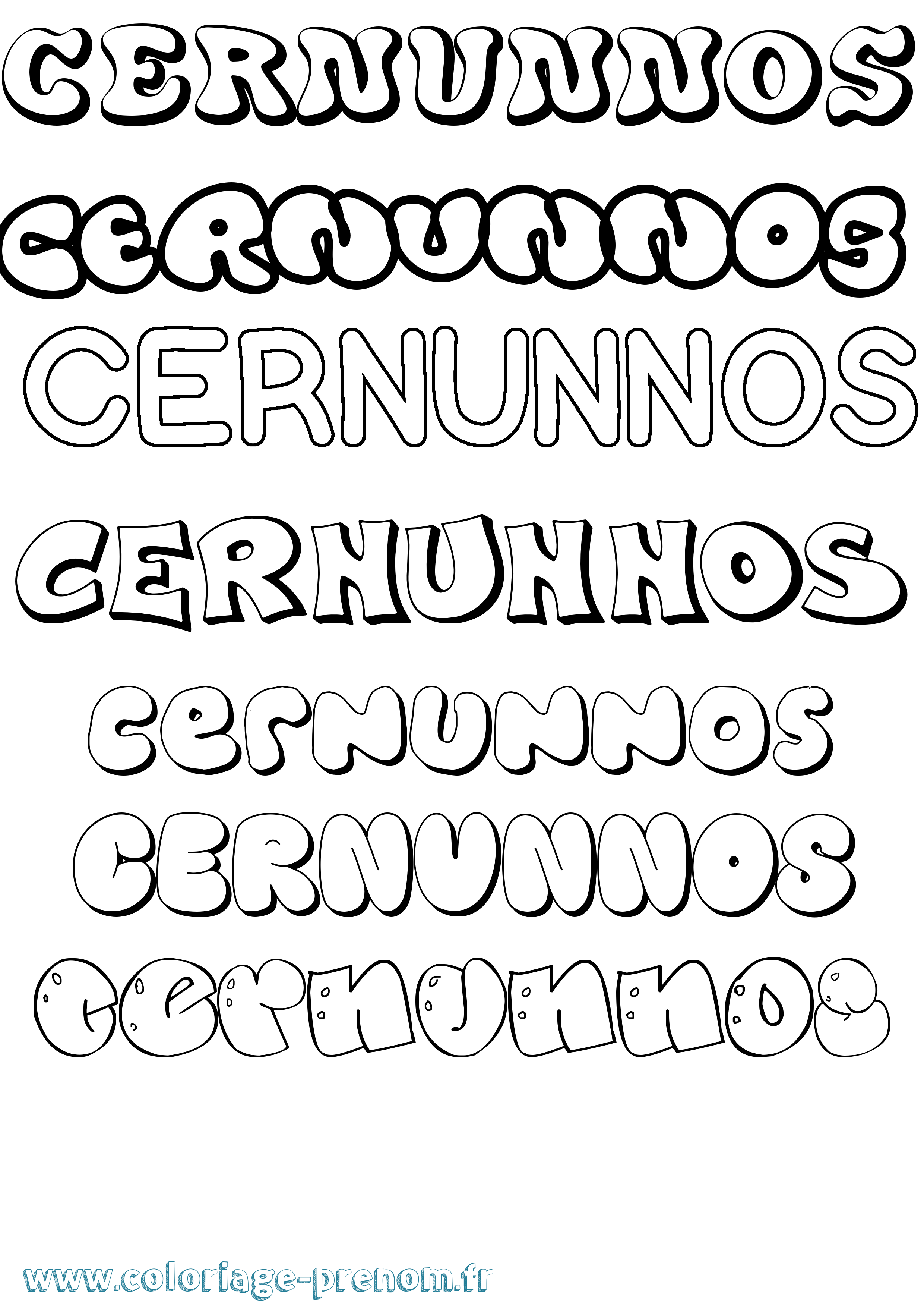Coloriage Cernunnos Bubble Coloriage prénom Cernunnos Bubble