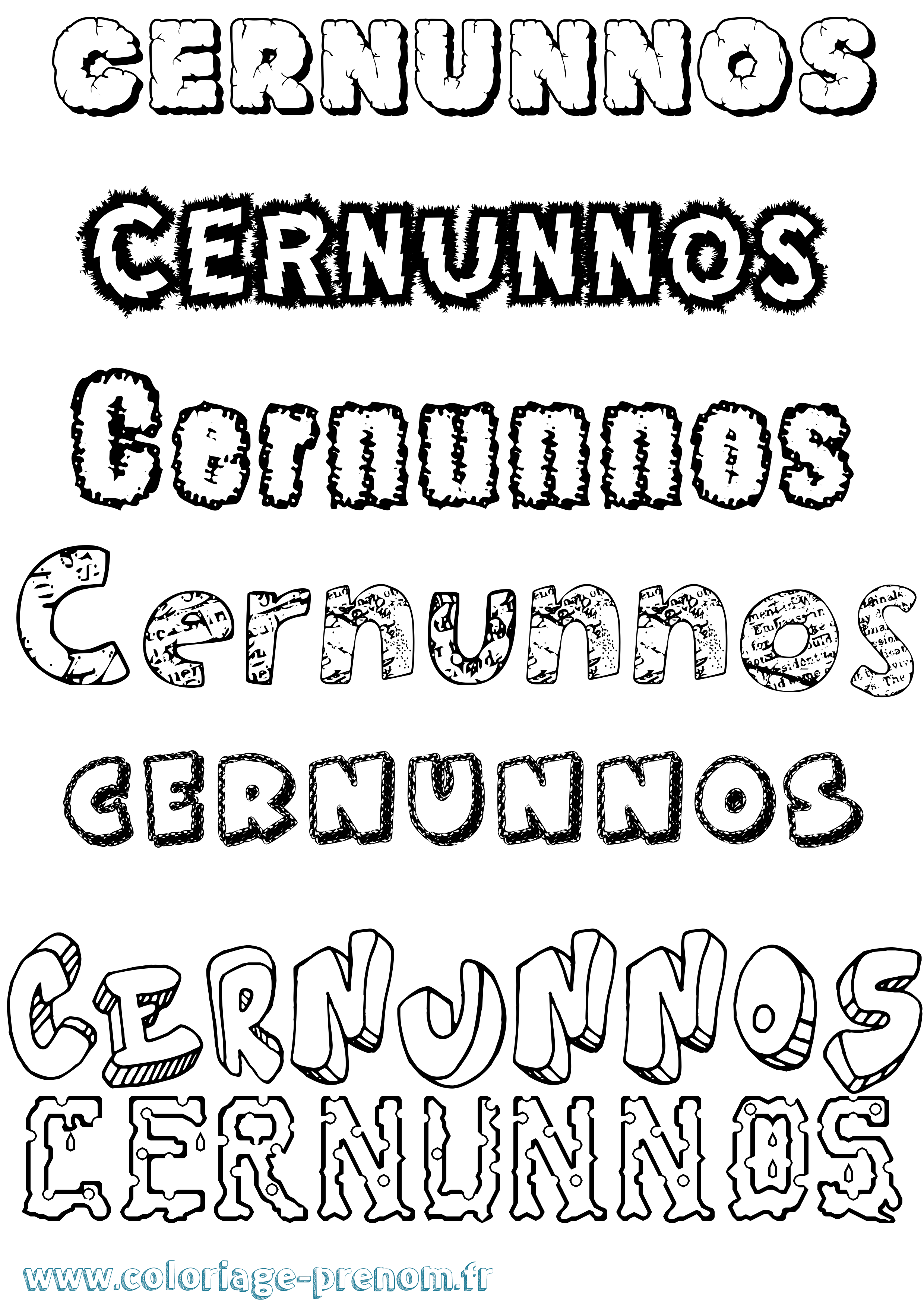 Coloriage Cernunnos Destructuré Coloriage prénom Cernunnos Destructuré