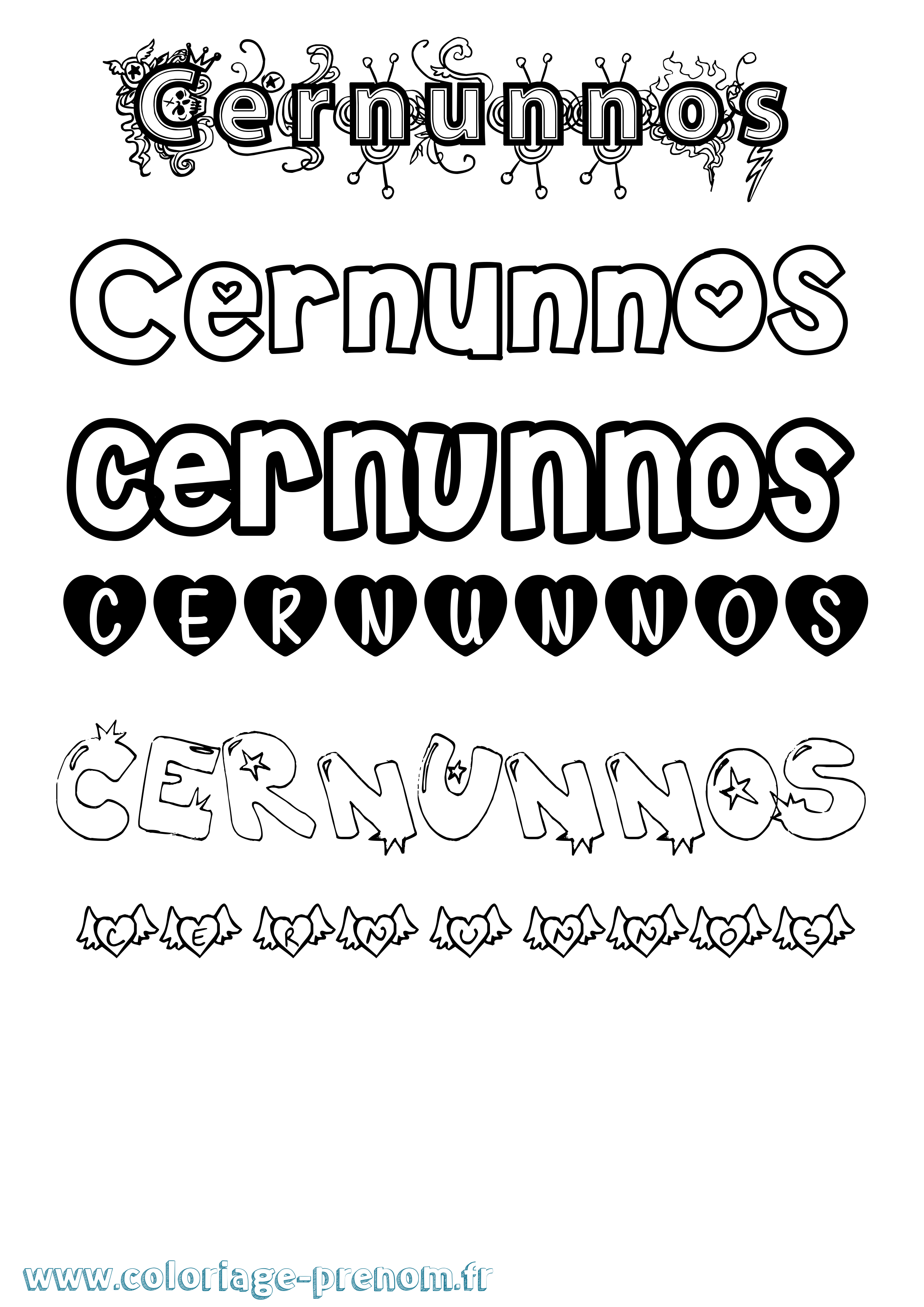 Coloriage Cernunnos Girly Coloriage prénom Cernunnos Girly