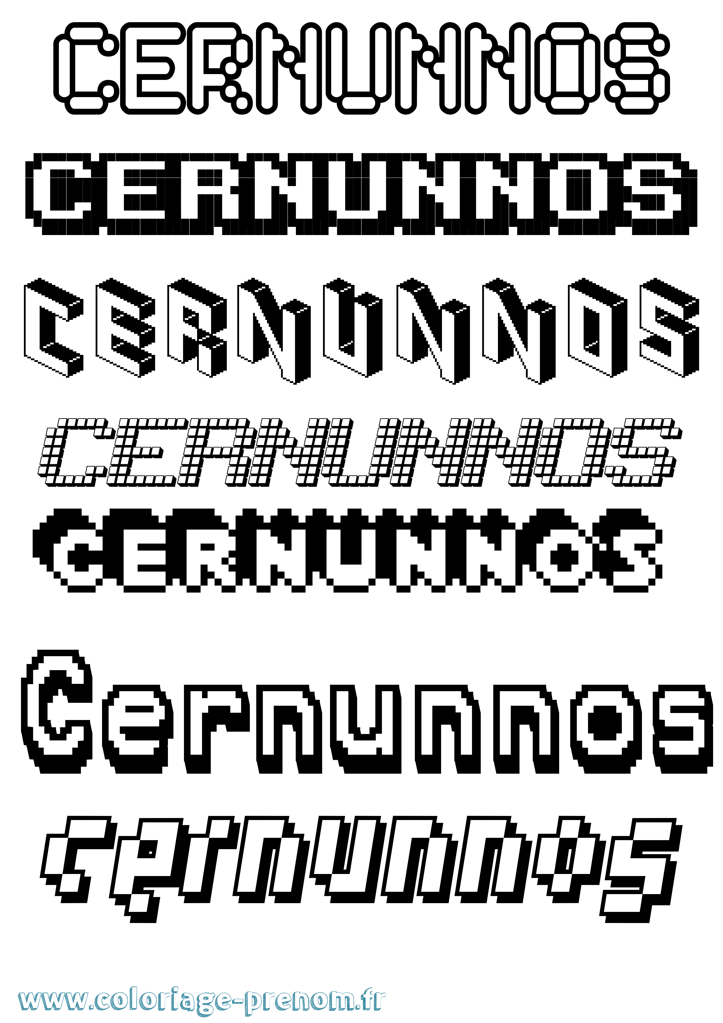 Coloriage Cernunnos Pixel Coloriage prénom Cernunnos Pixel