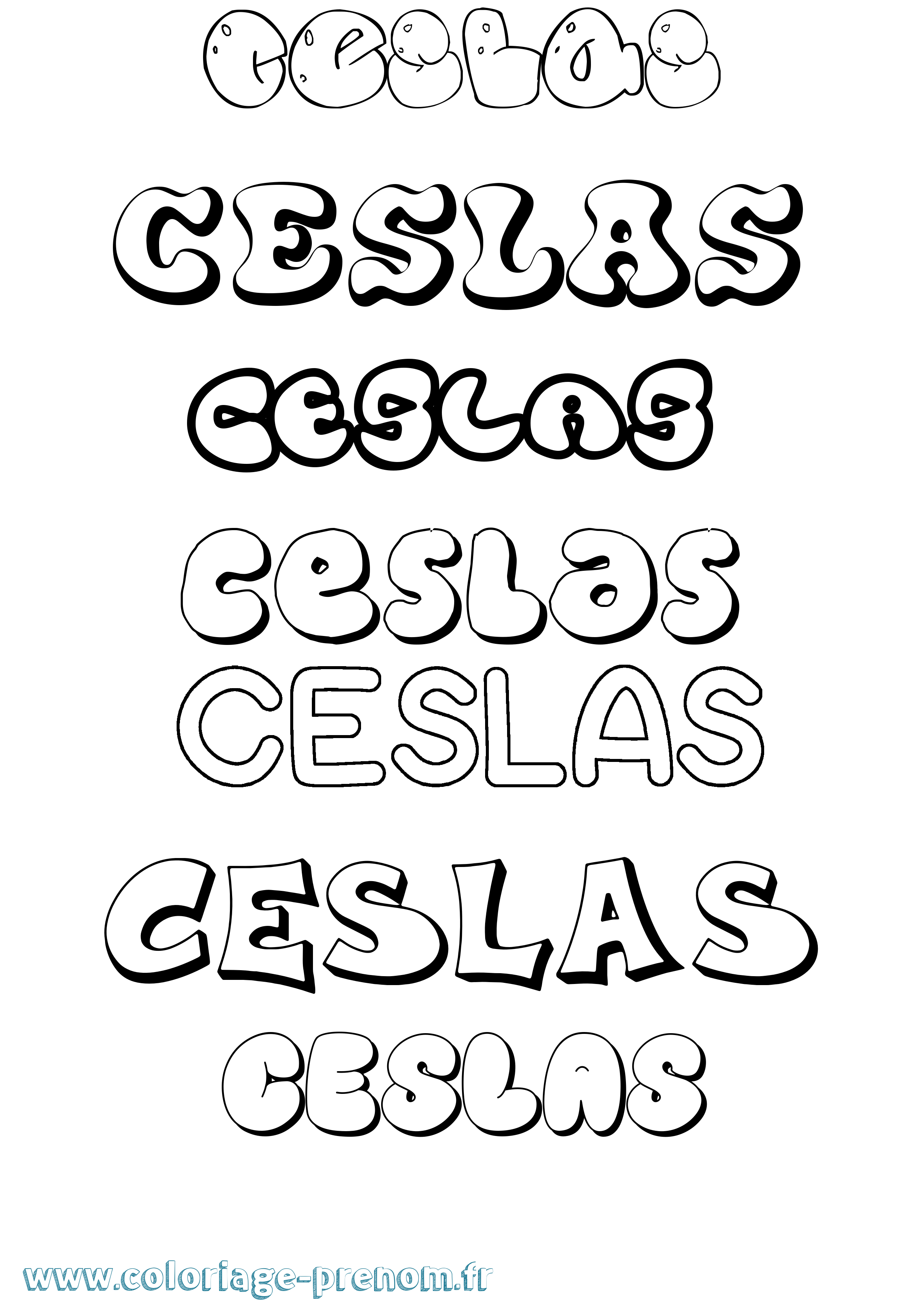 Coloriage Ceslas Bubble Coloriage prénom Ceslas Bubble