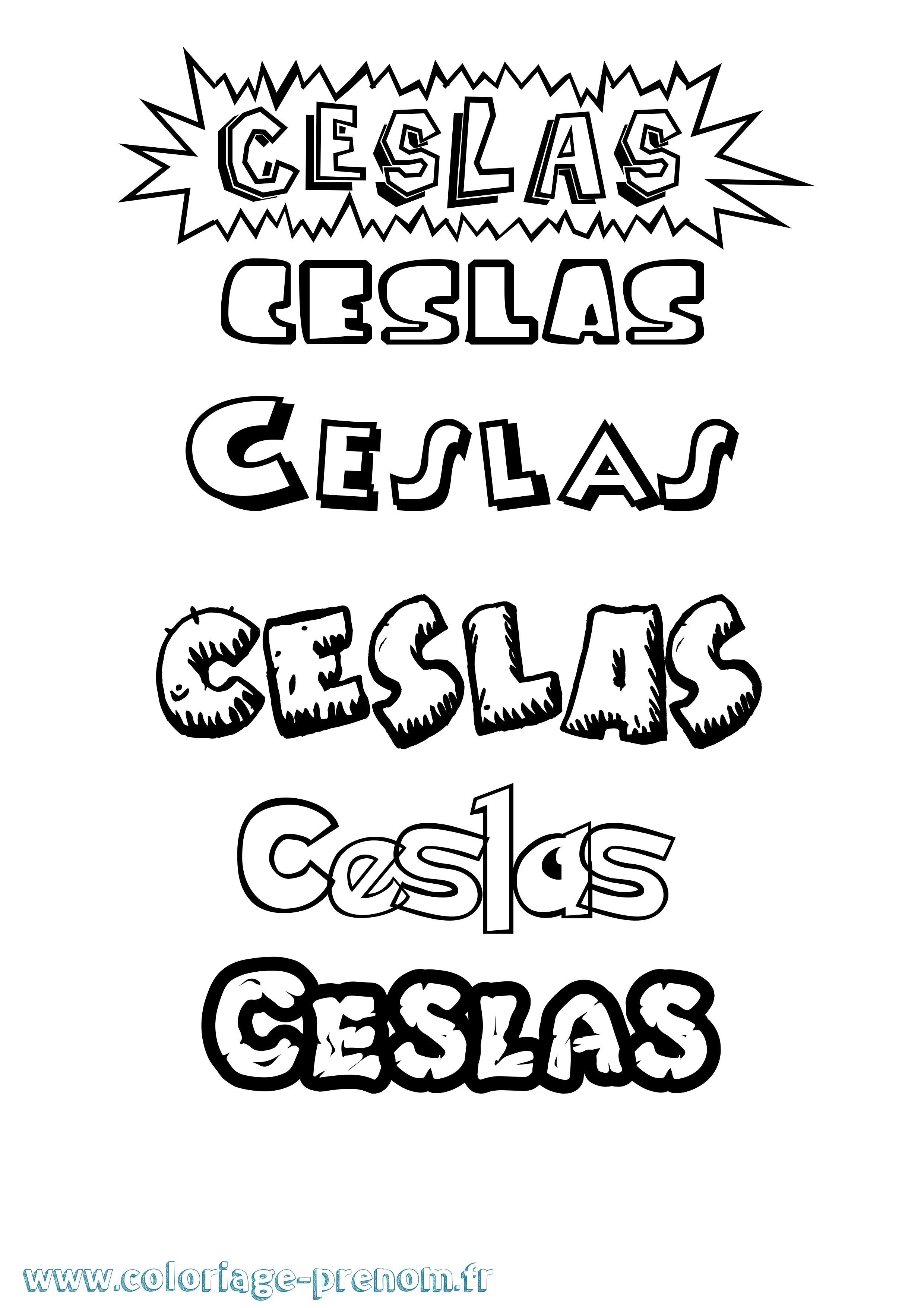 Coloriage Ceslas Dessin Animé Coloriage prénom Ceslas Dessin Animé