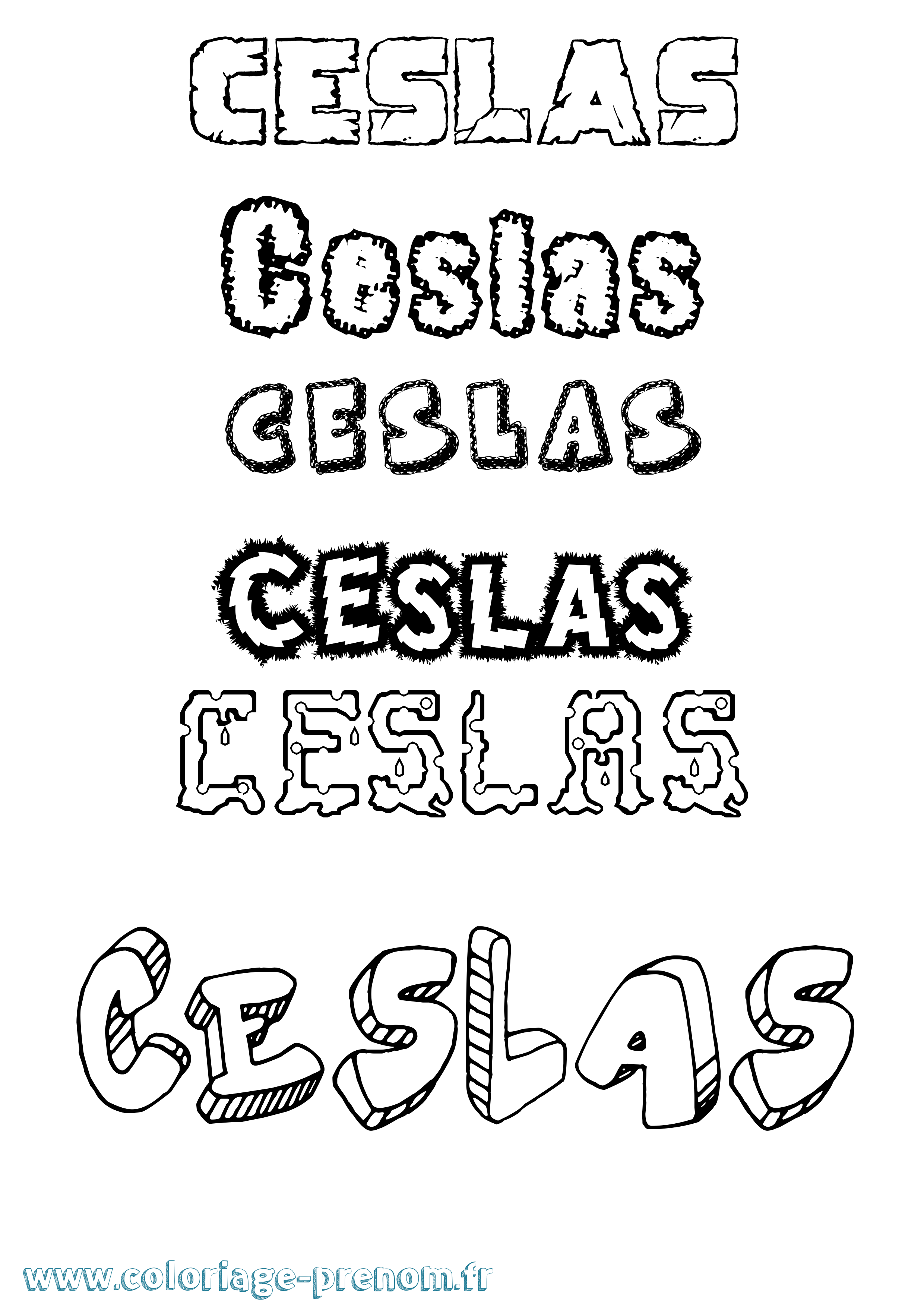Coloriage Ceslas Destructuré Coloriage prénom Ceslas Destructuré