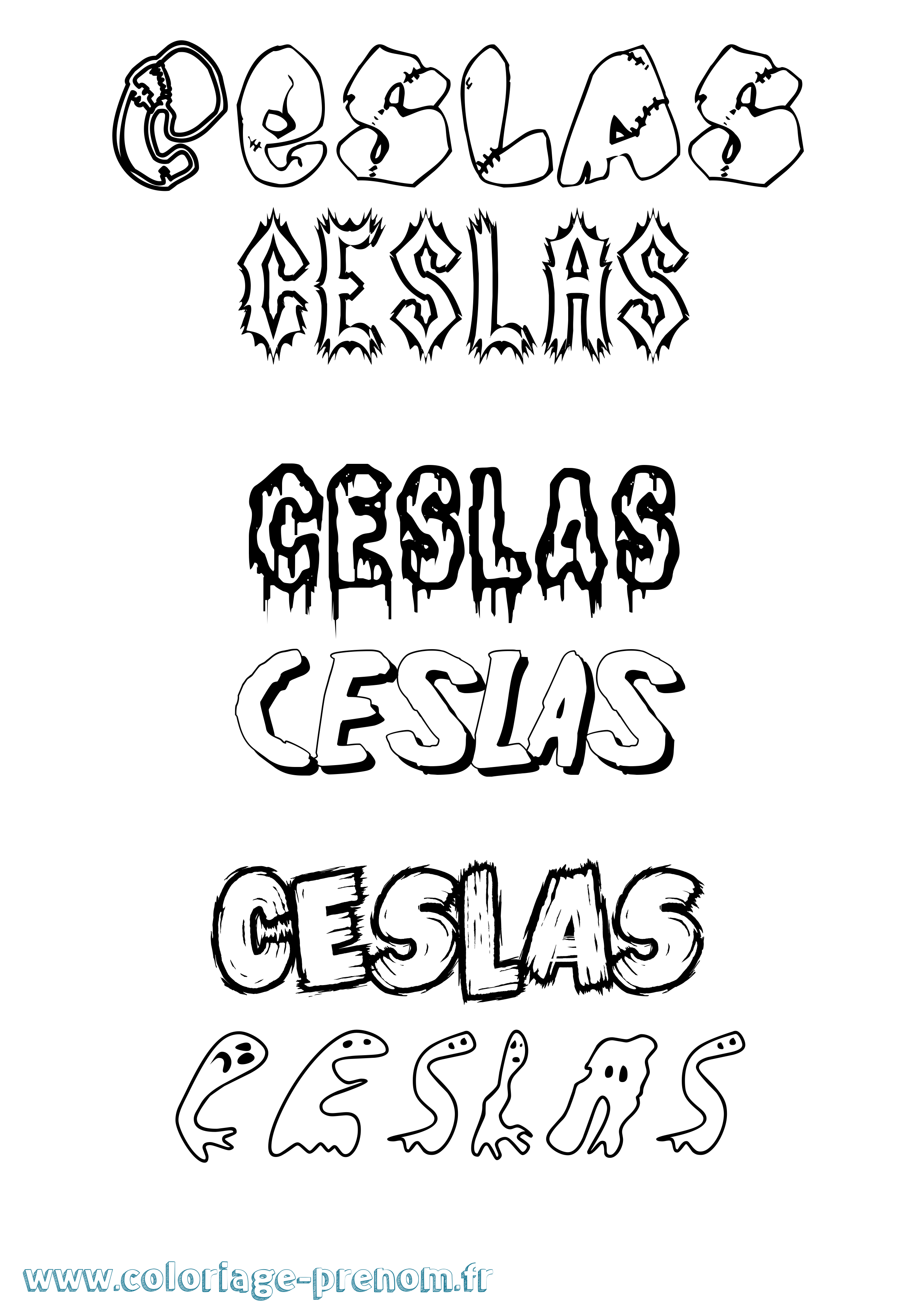 Coloriage Ceslas Frisson Coloriage prénom Ceslas Frisson