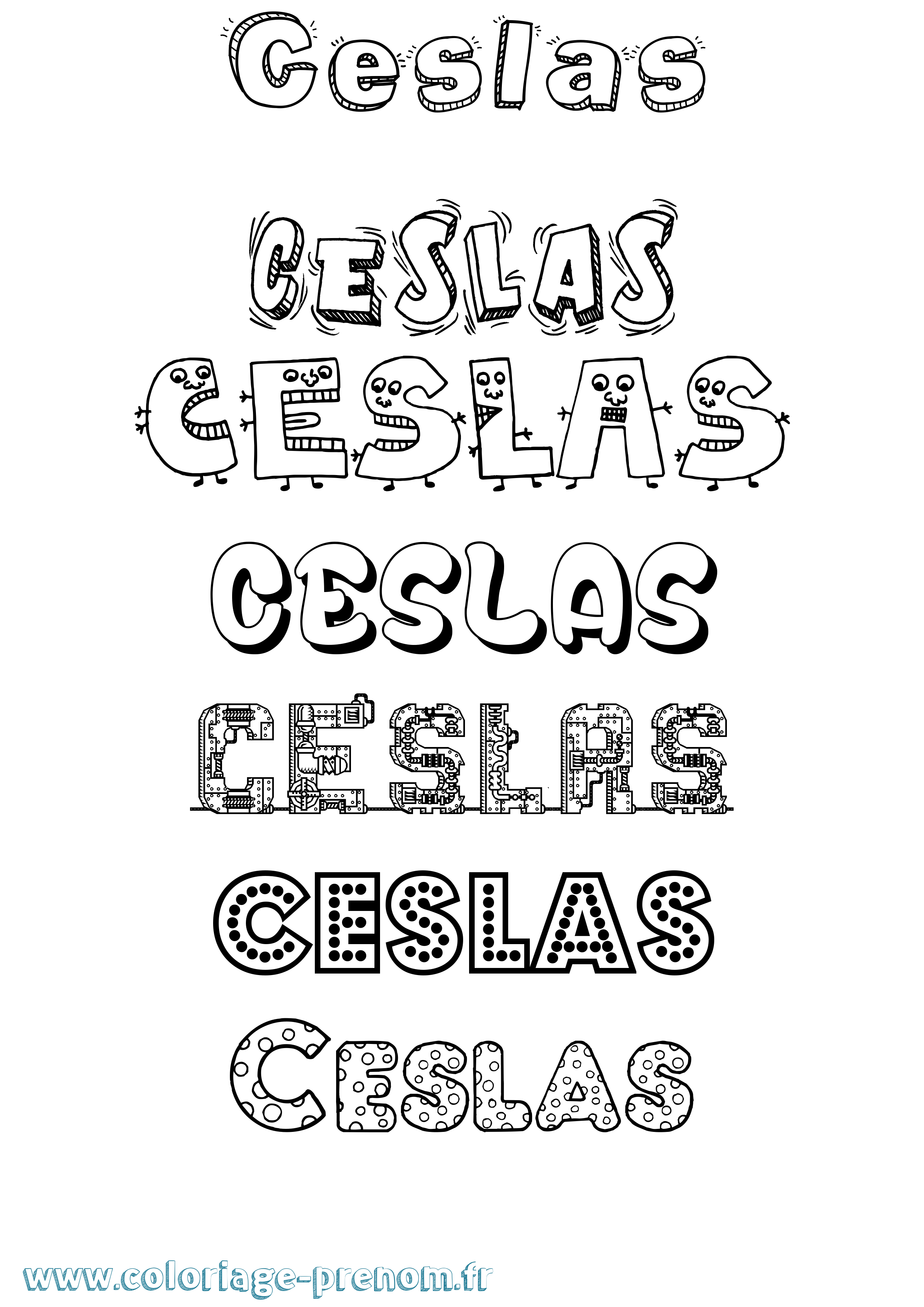 Coloriage prénom Ceslas Fun