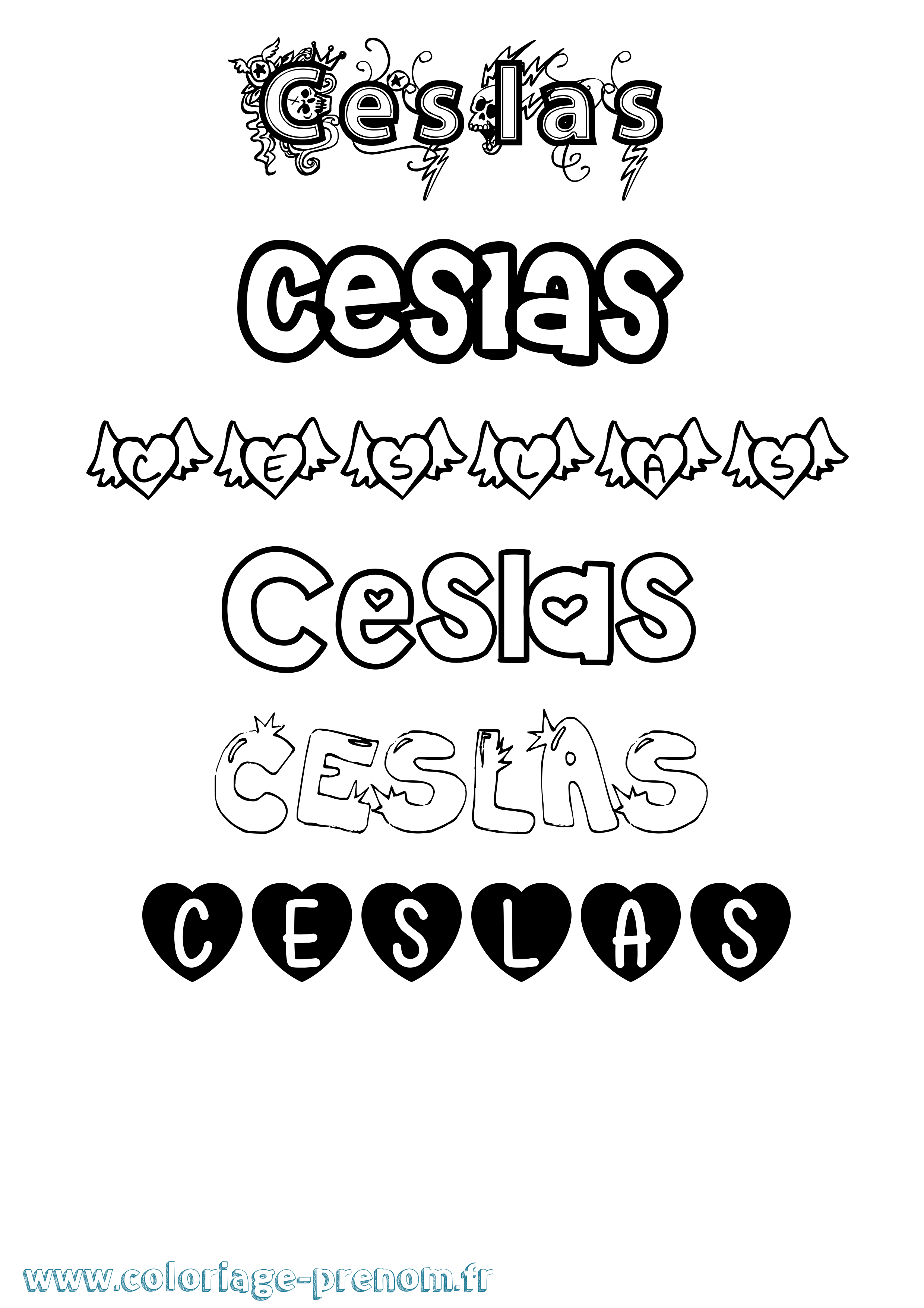 Coloriage Ceslas Girly Coloriage prénom Ceslas Girly