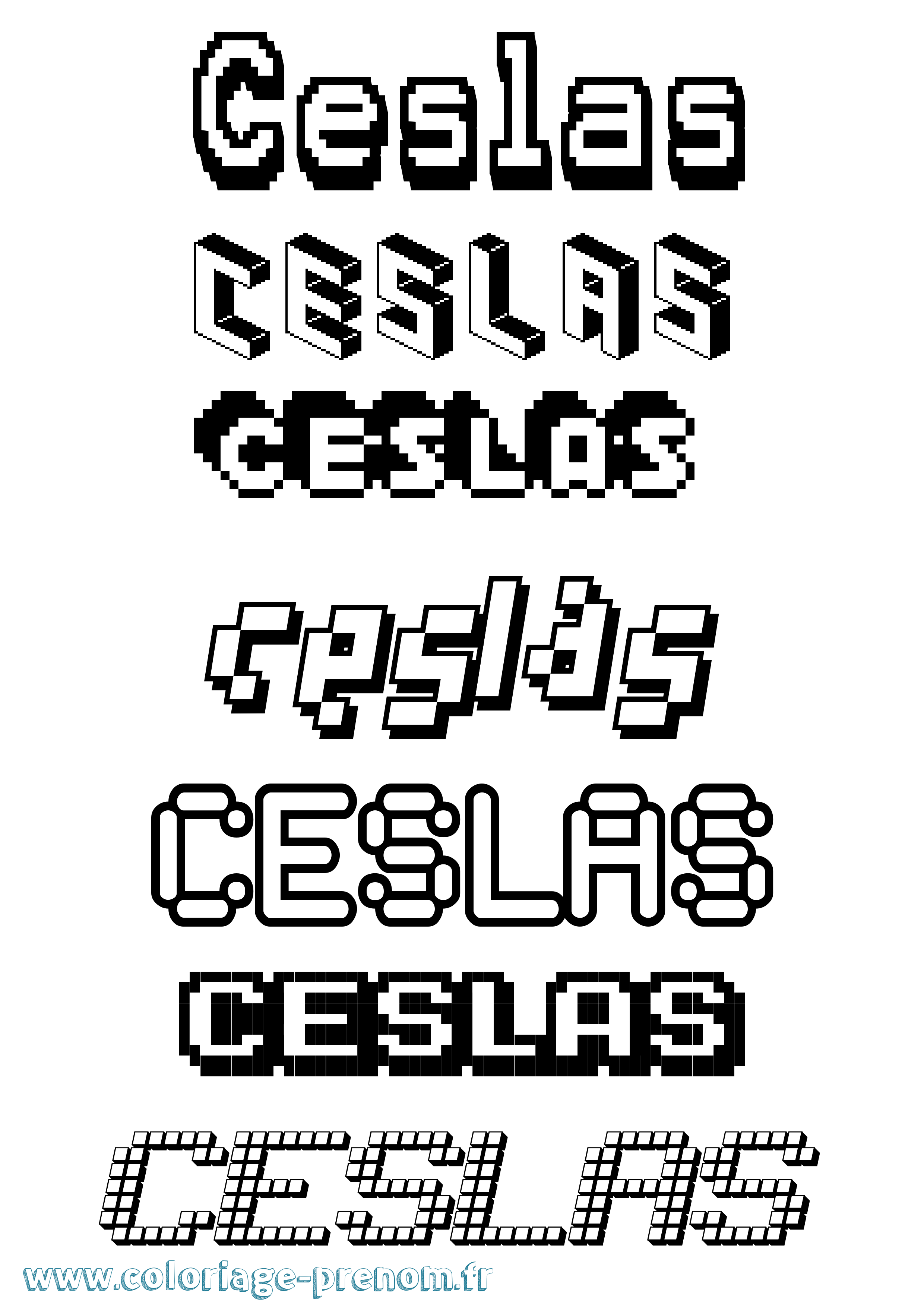 Coloriage prénom Ceslas Pixel