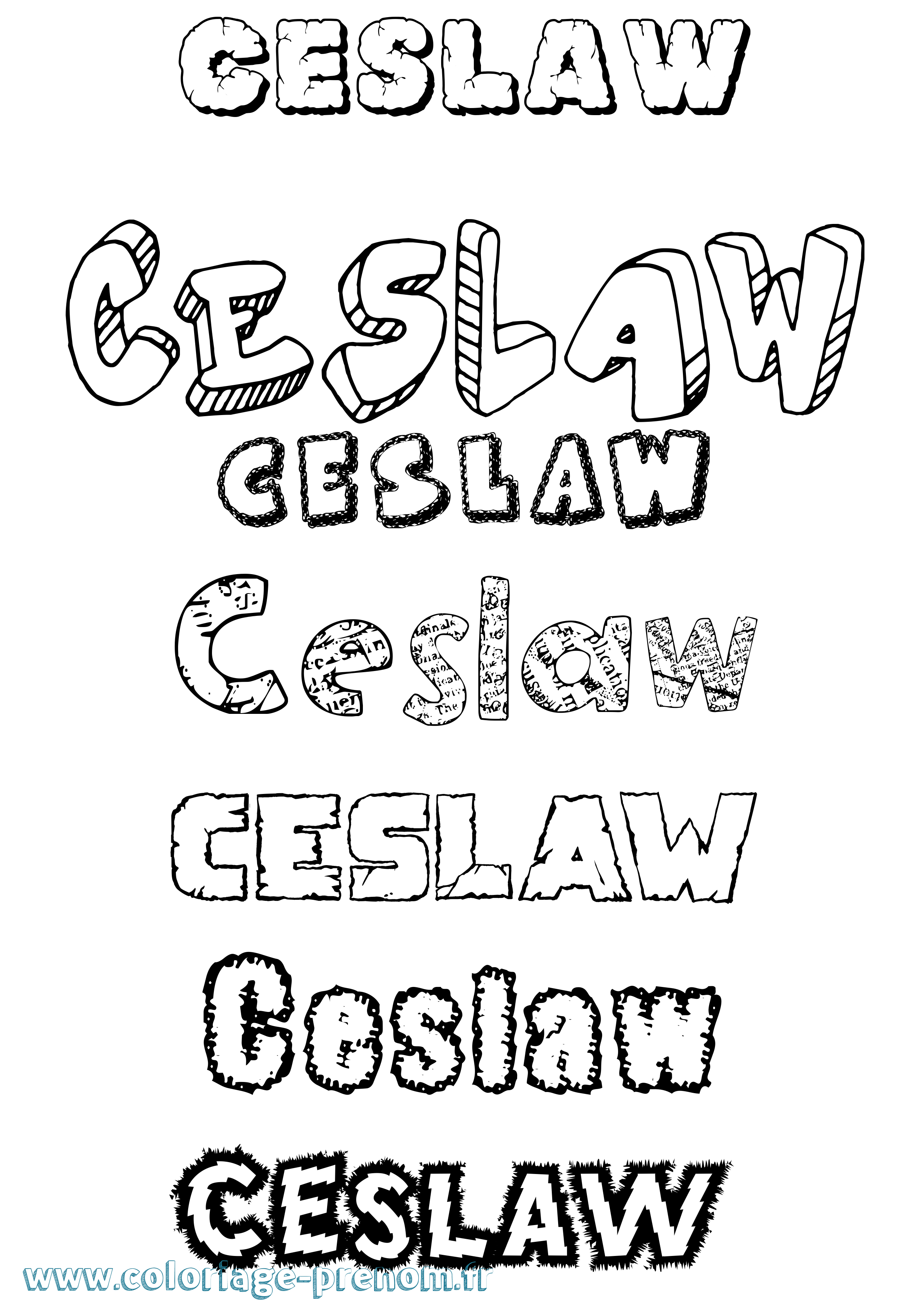 Coloriage prénom Ceslaw Destructuré