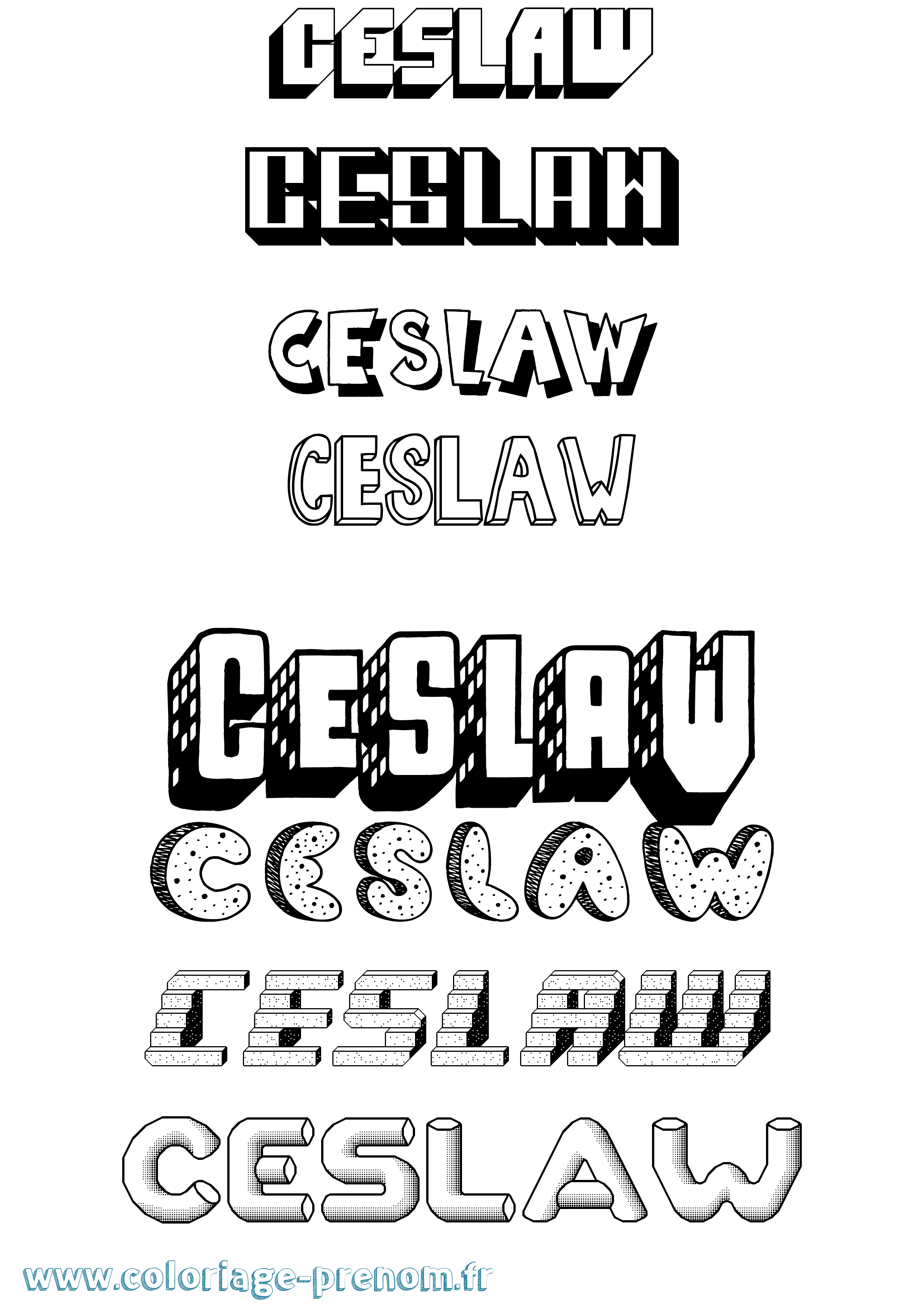 Coloriage Ceslaw Effet 3D Coloriage prénom Ceslaw Effet 3D