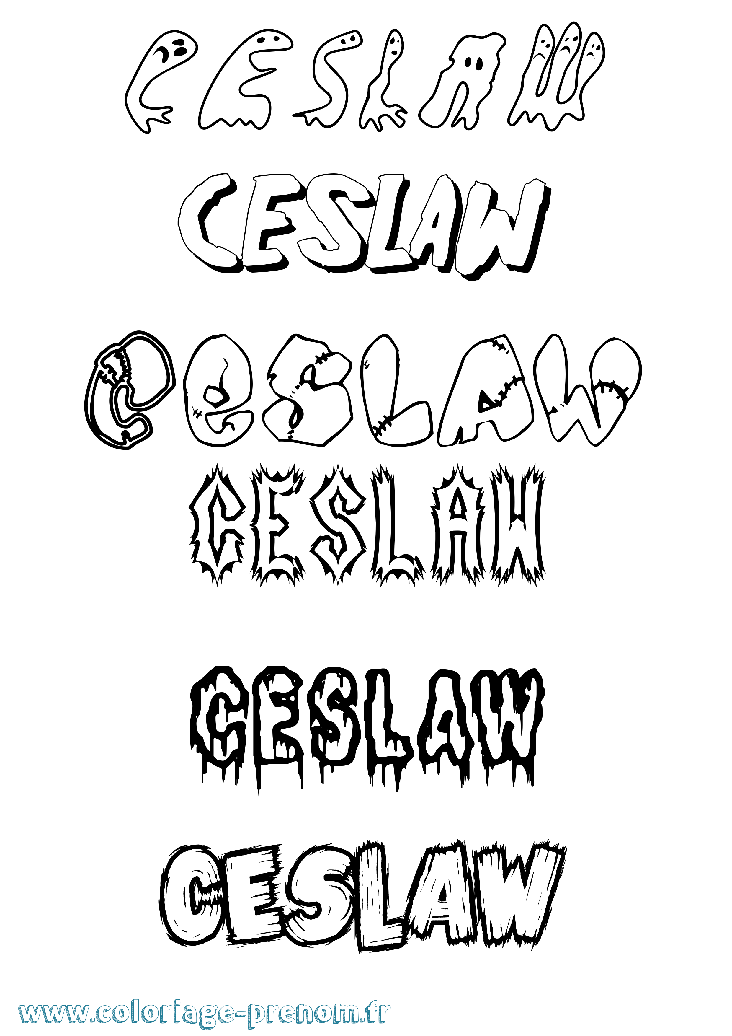 Coloriage Ceslaw Frisson Coloriage prénom Ceslaw Frisson