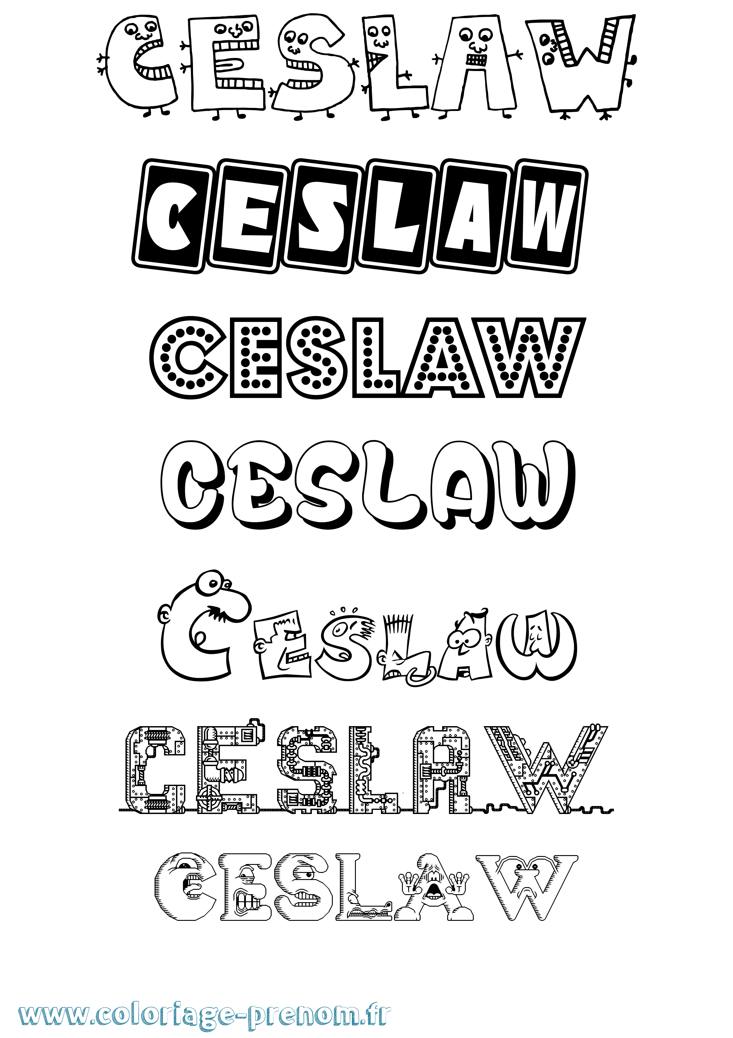 Coloriage prénom Ceslaw Fun