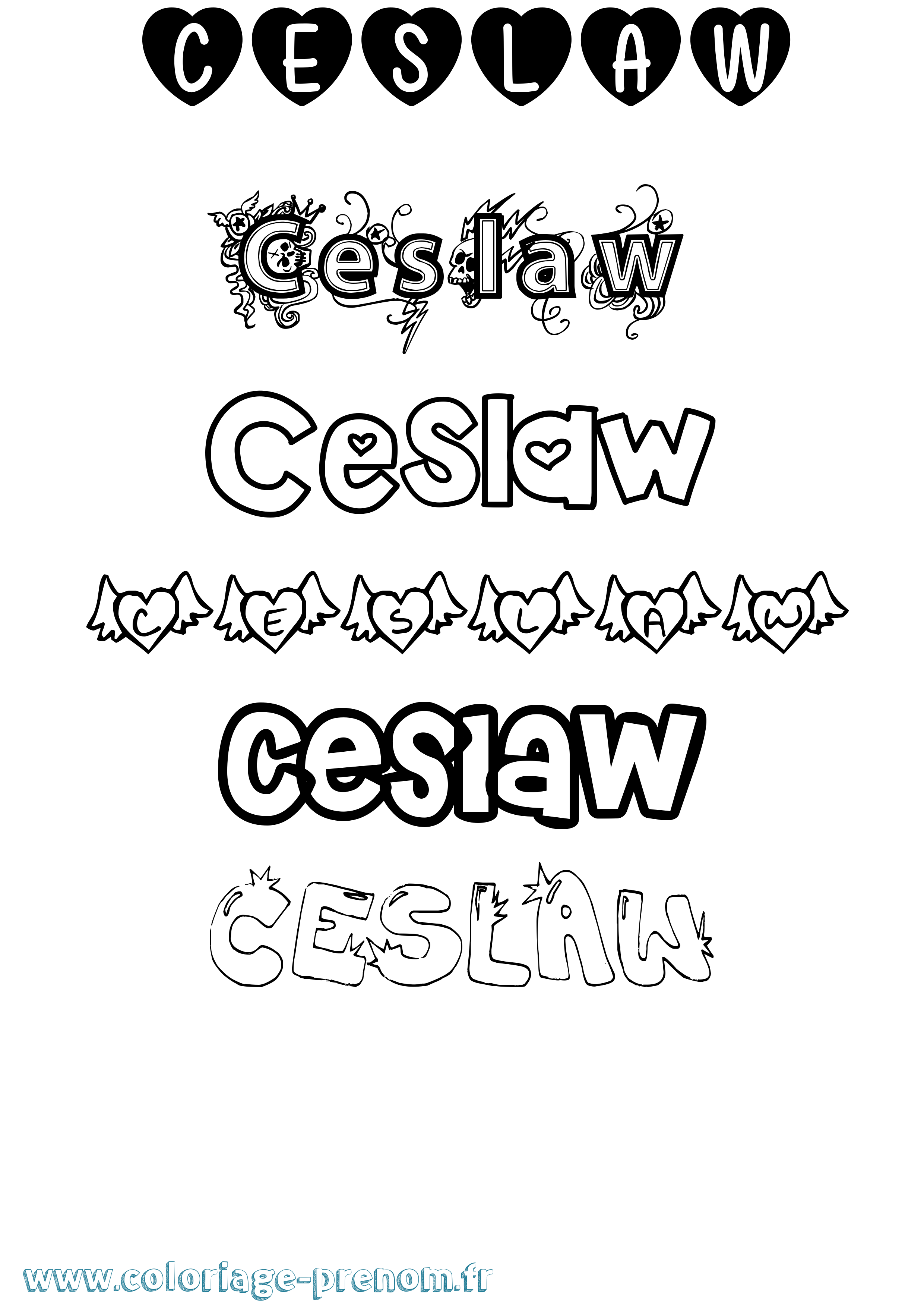 Coloriage prénom Ceslaw Girly