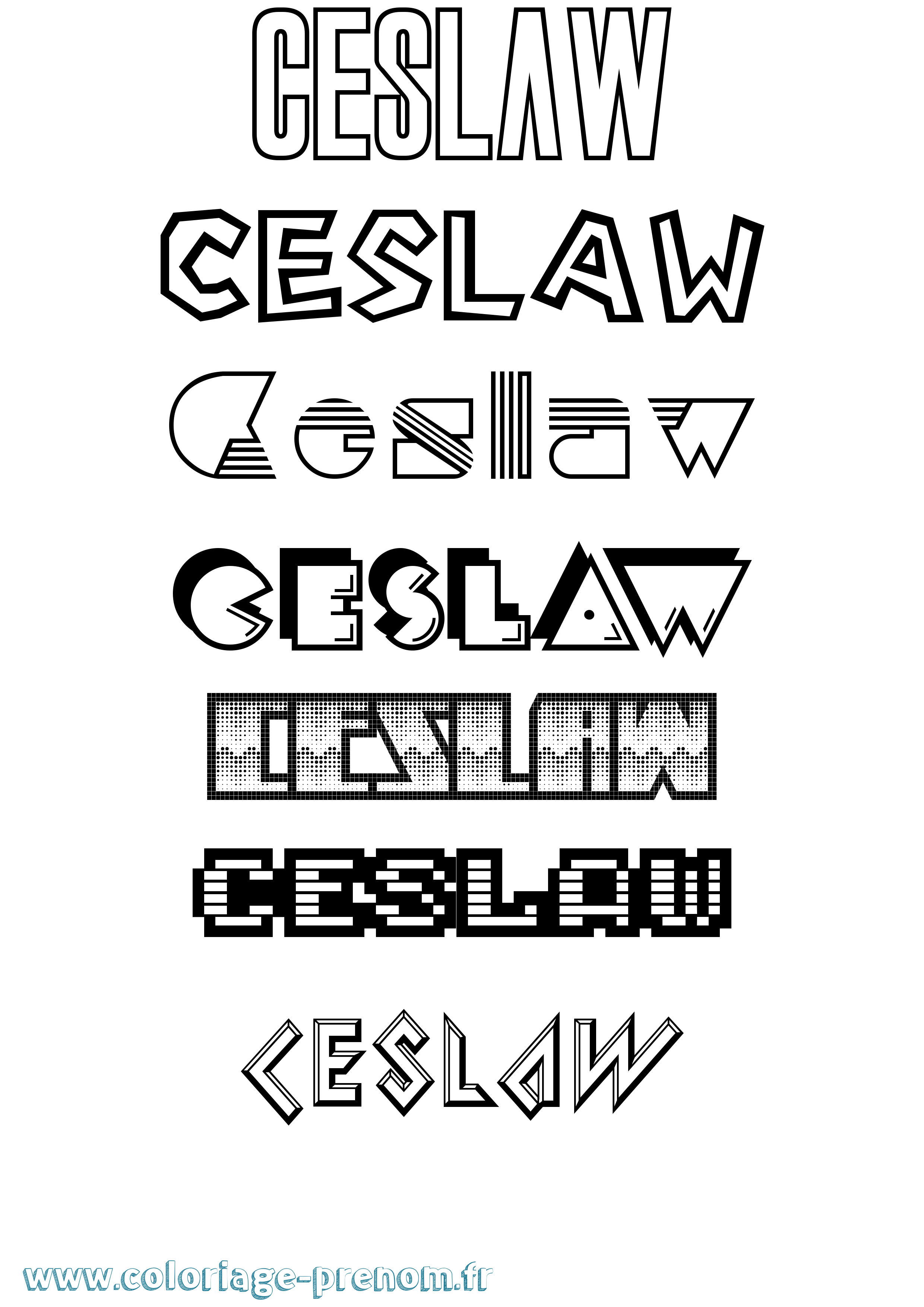 Coloriage prénom Ceslaw Jeux Vidéos