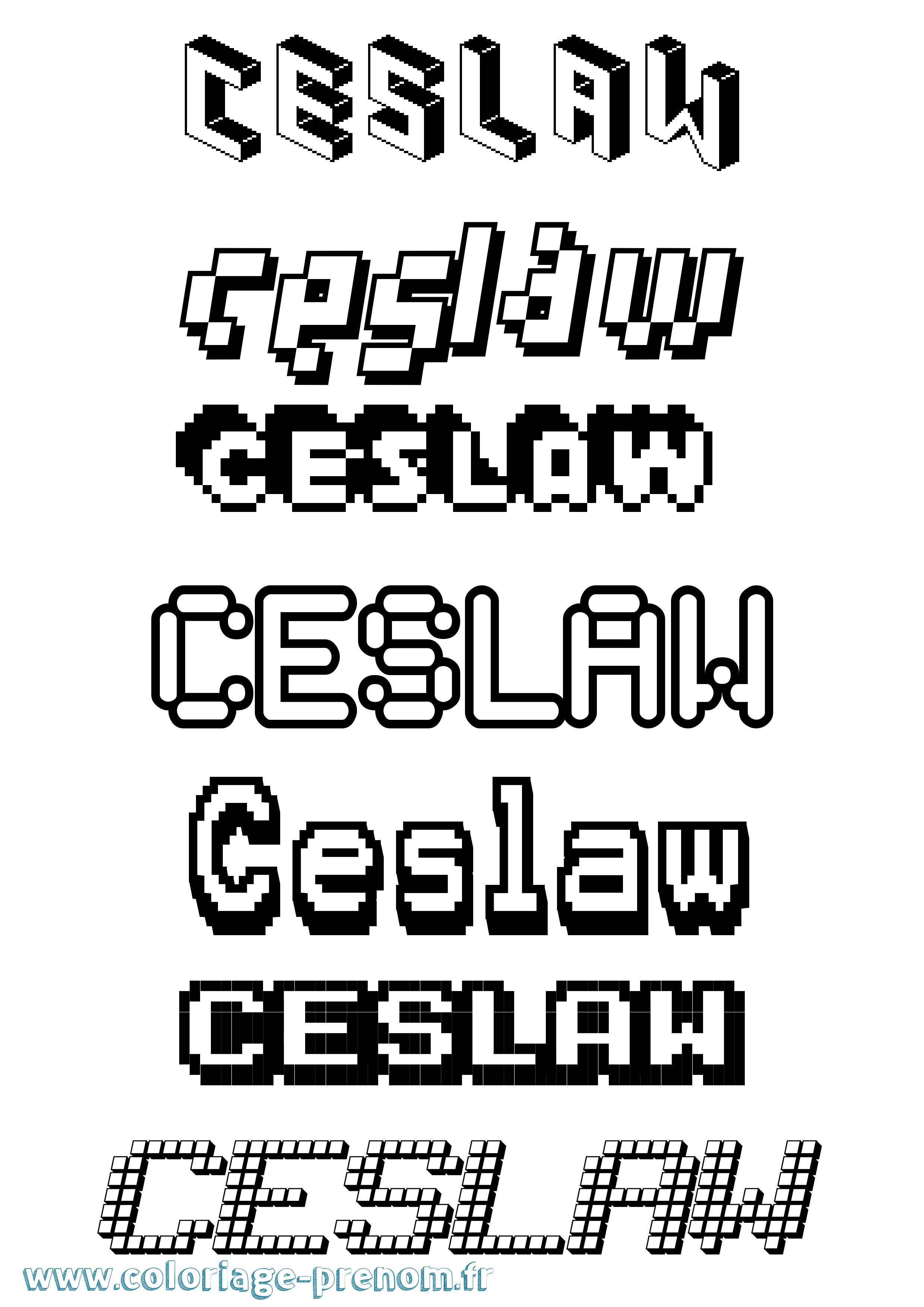 Coloriage prénom Ceslaw Pixel