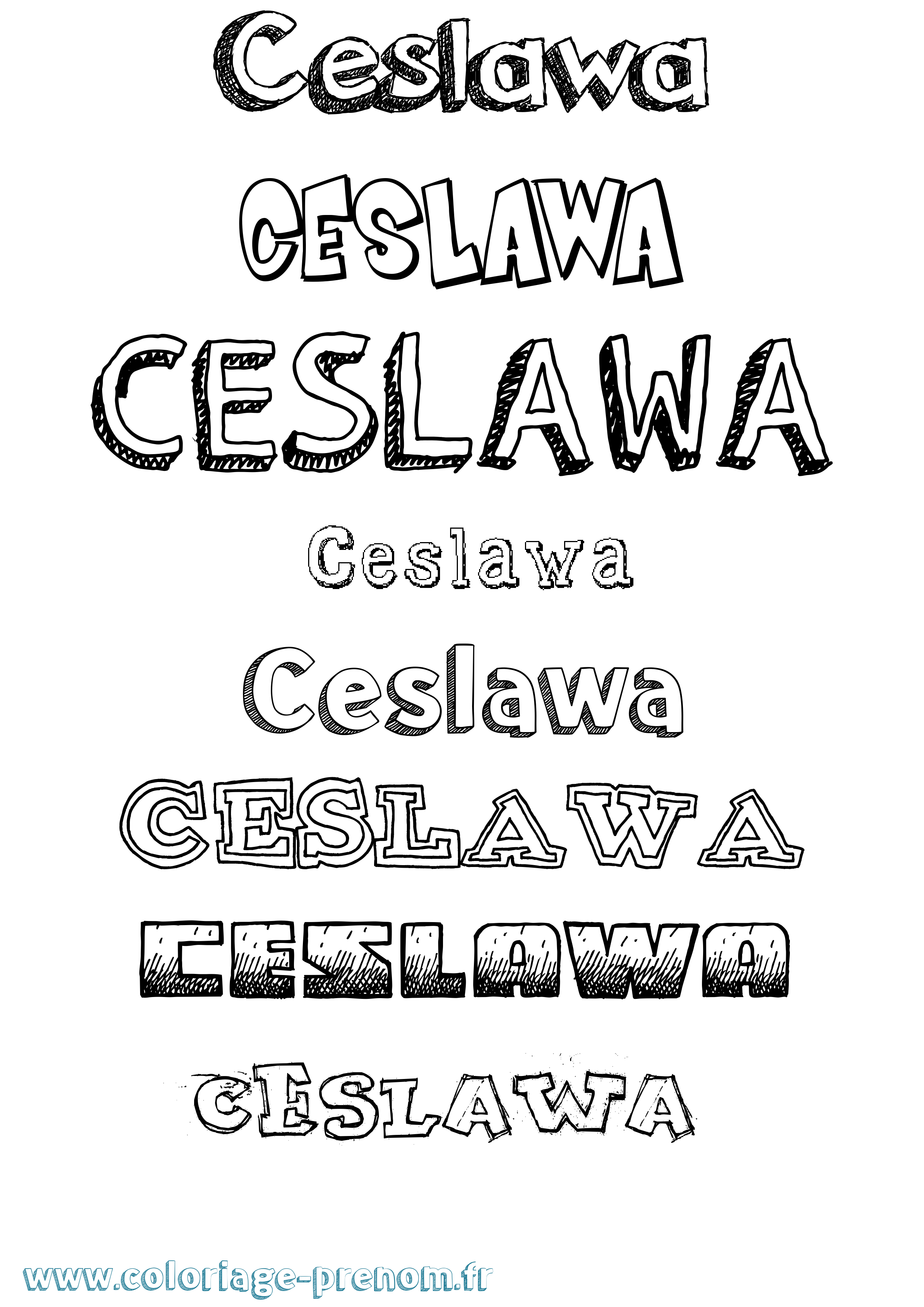 Coloriage prénom Ceslawa Dessiné