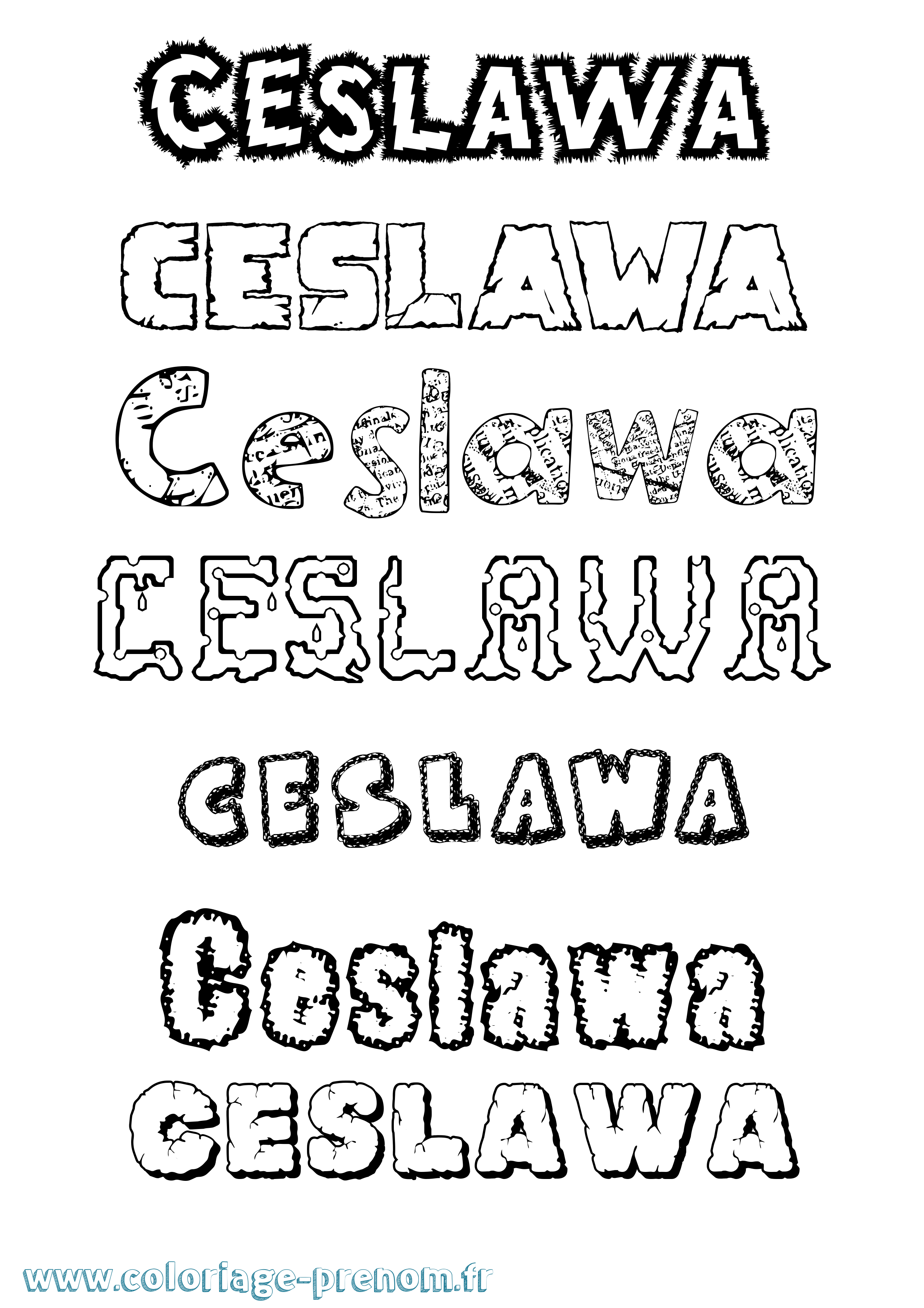 Coloriage prénom Ceslawa Destructuré