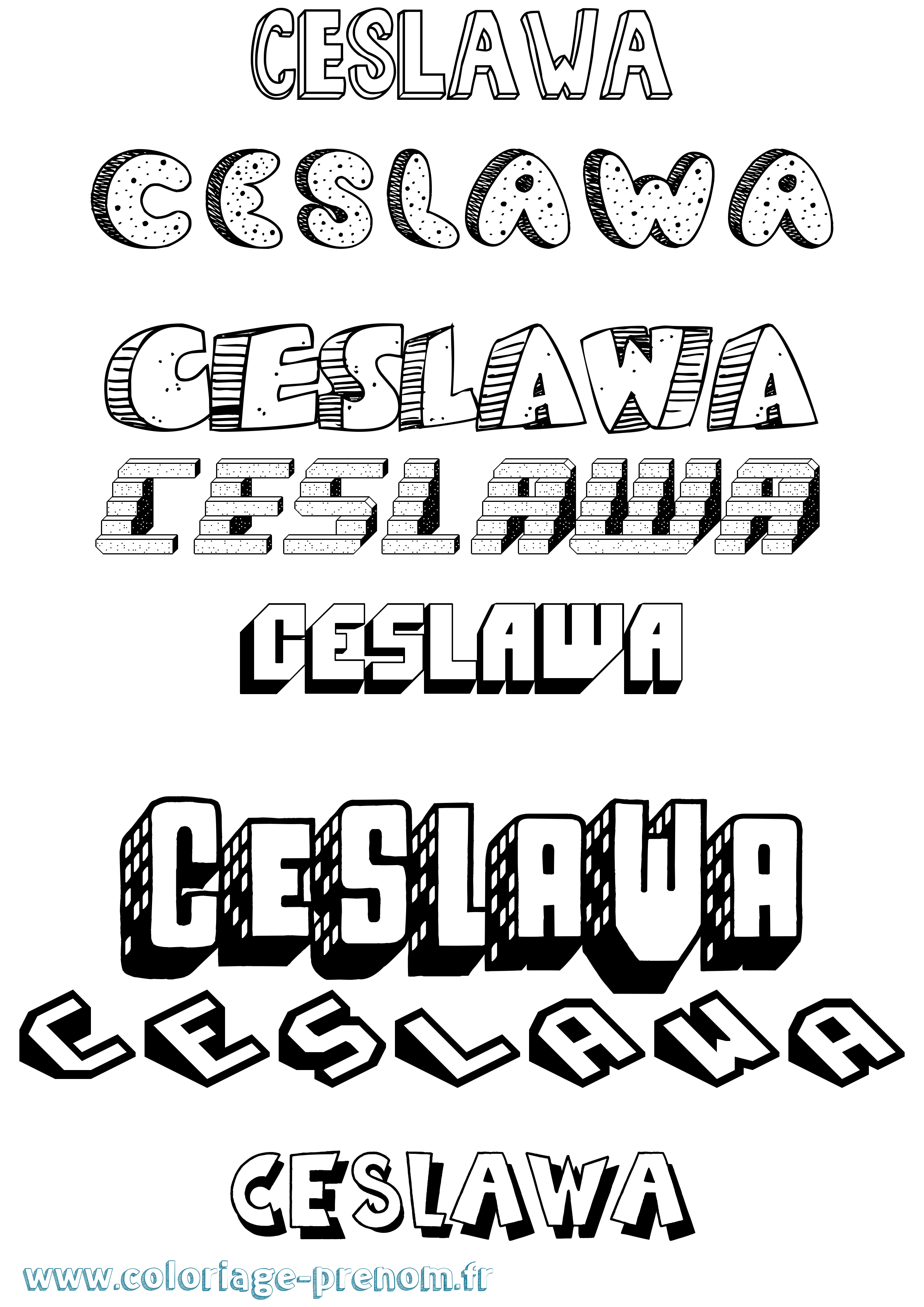 Coloriage prénom Ceslawa Effet 3D