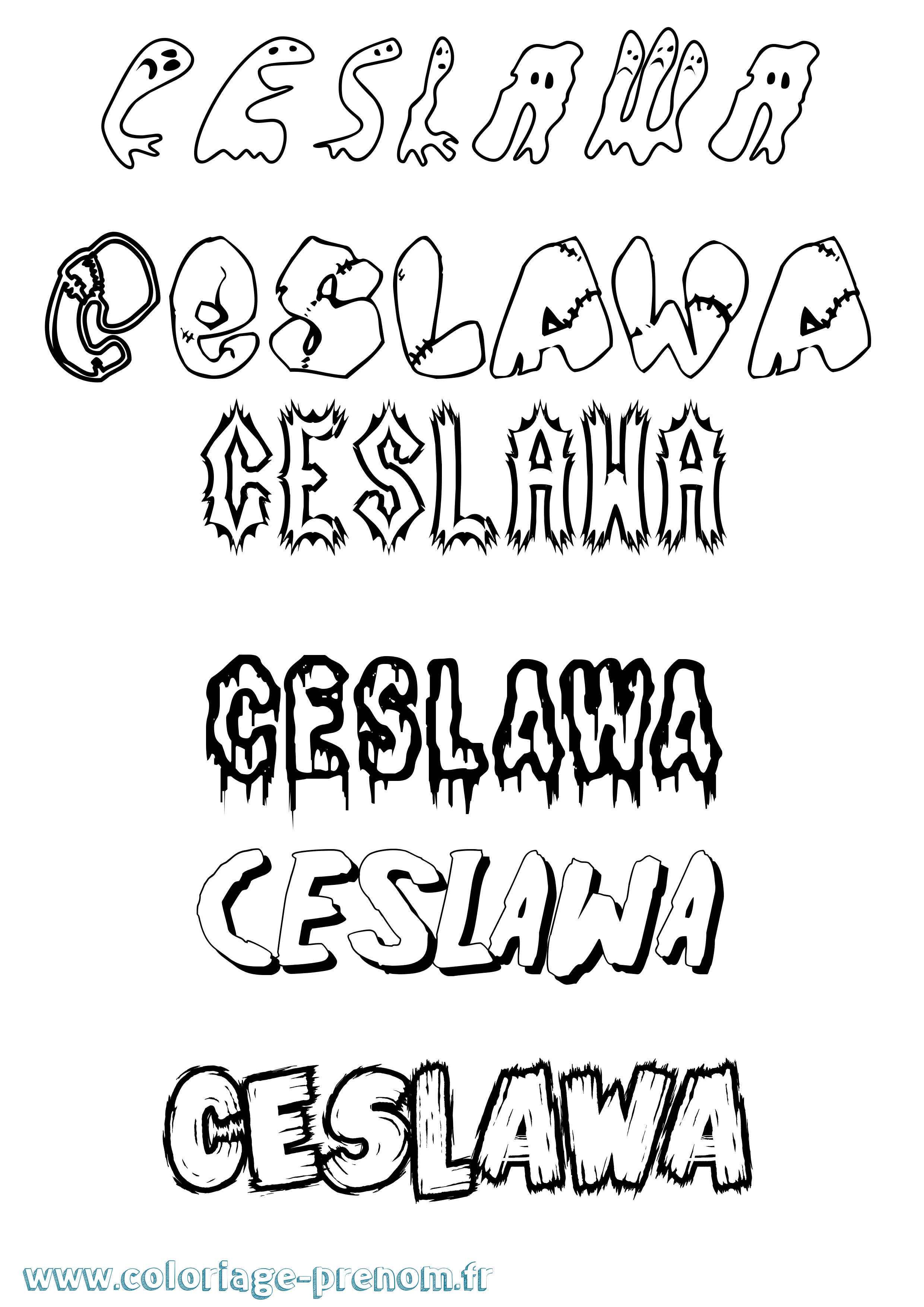 Coloriage prénom Ceslawa Frisson