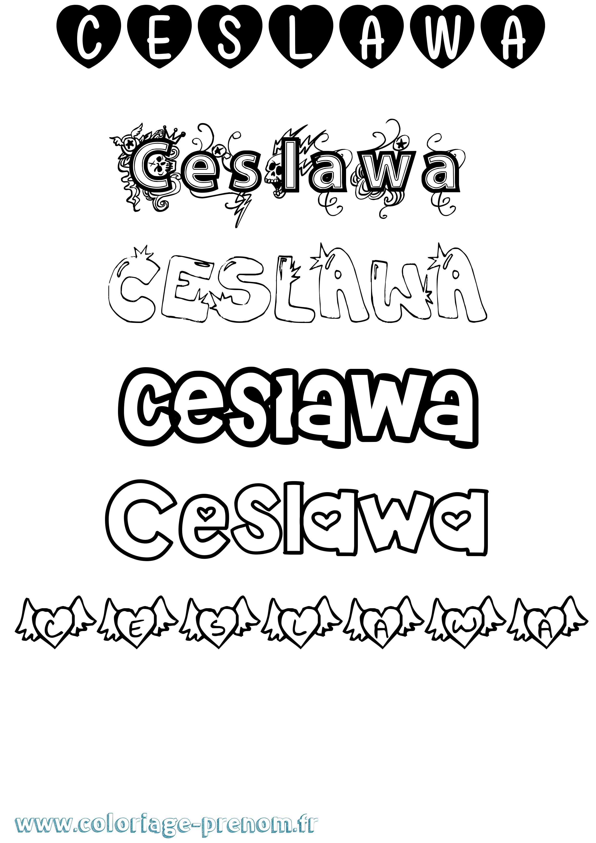 Coloriage prénom Ceslawa Girly