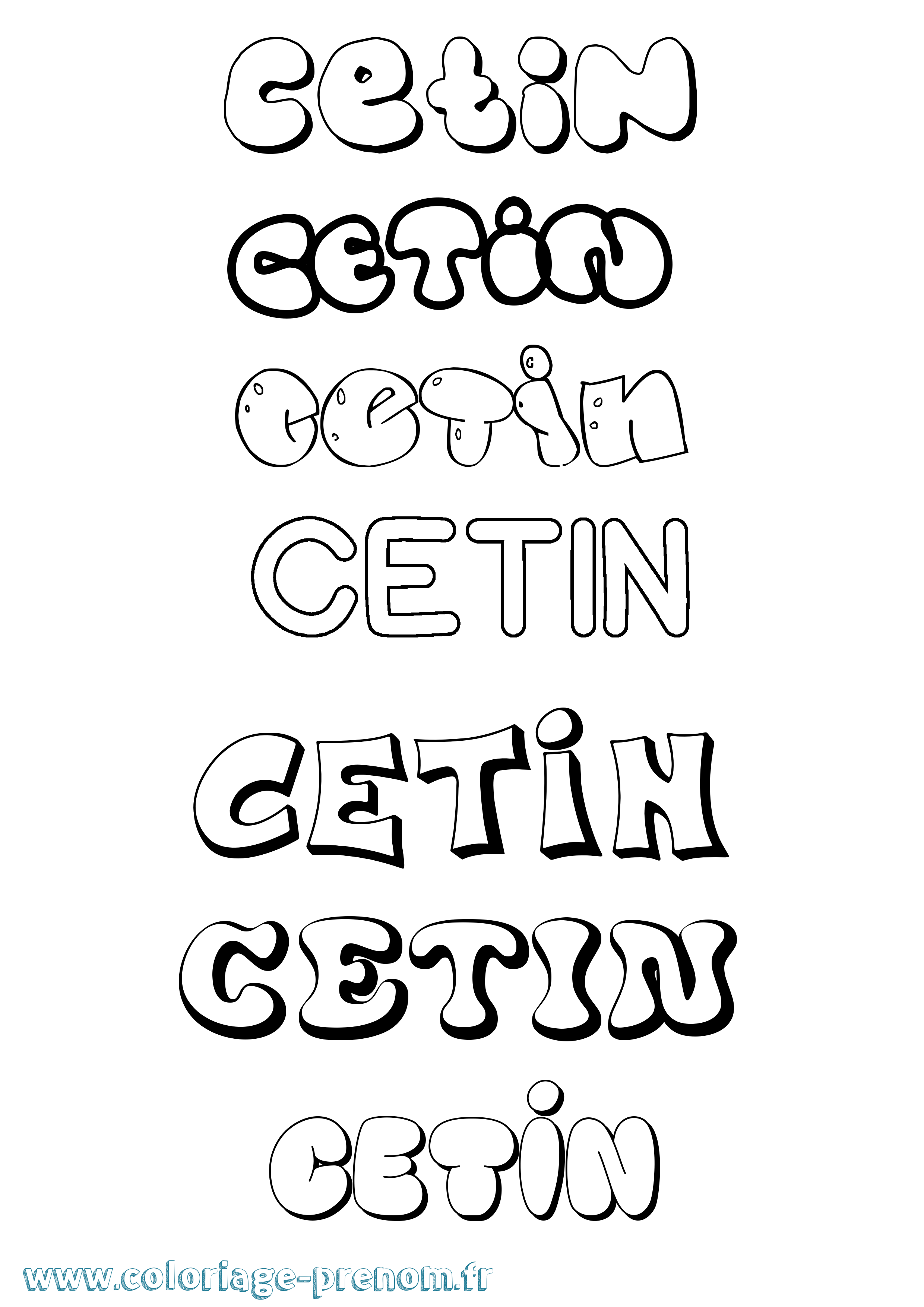 Coloriage prénom Cetin Bubble