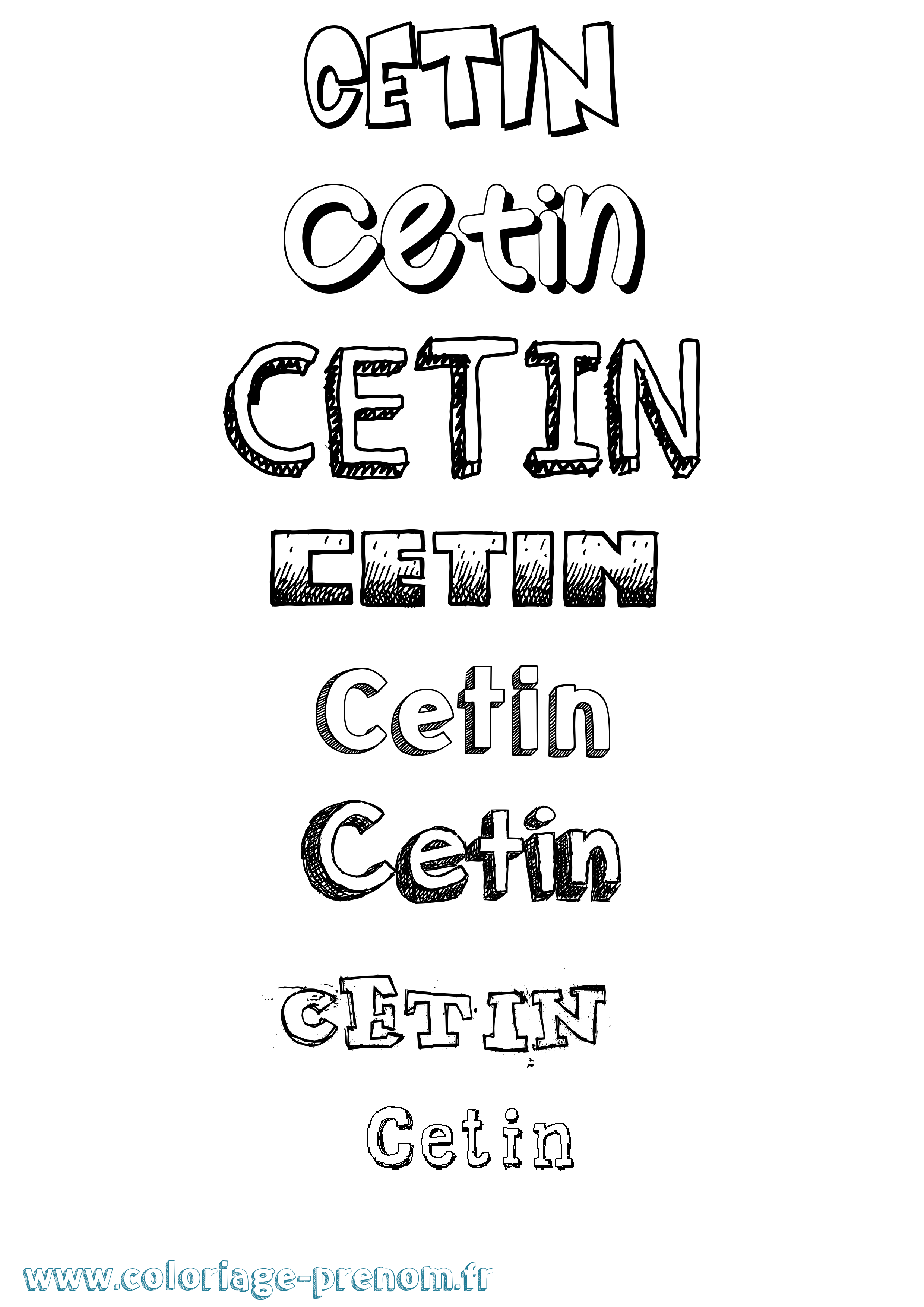 Coloriage prénom Cetin Dessiné