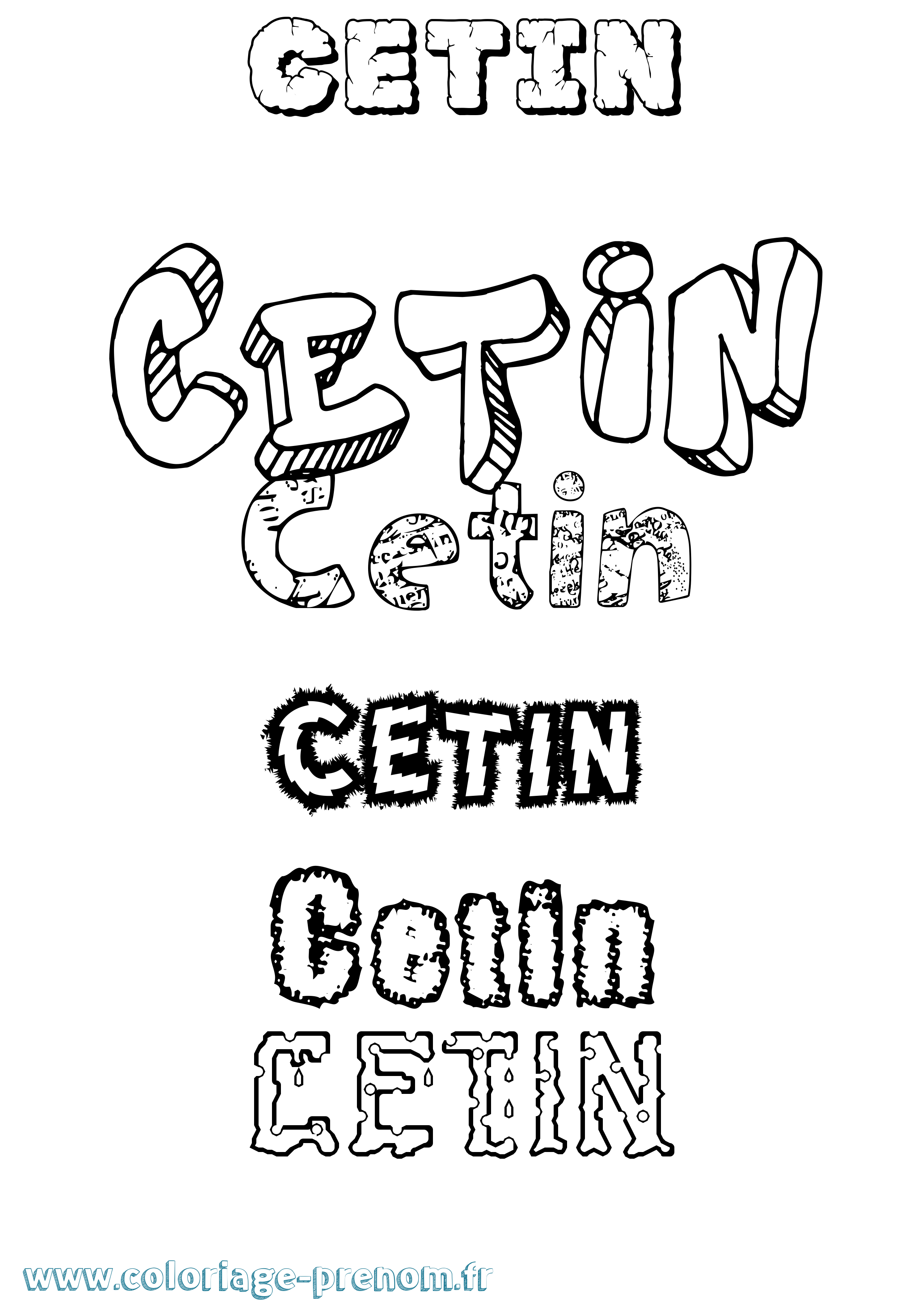 Coloriage prénom Cetin Destructuré