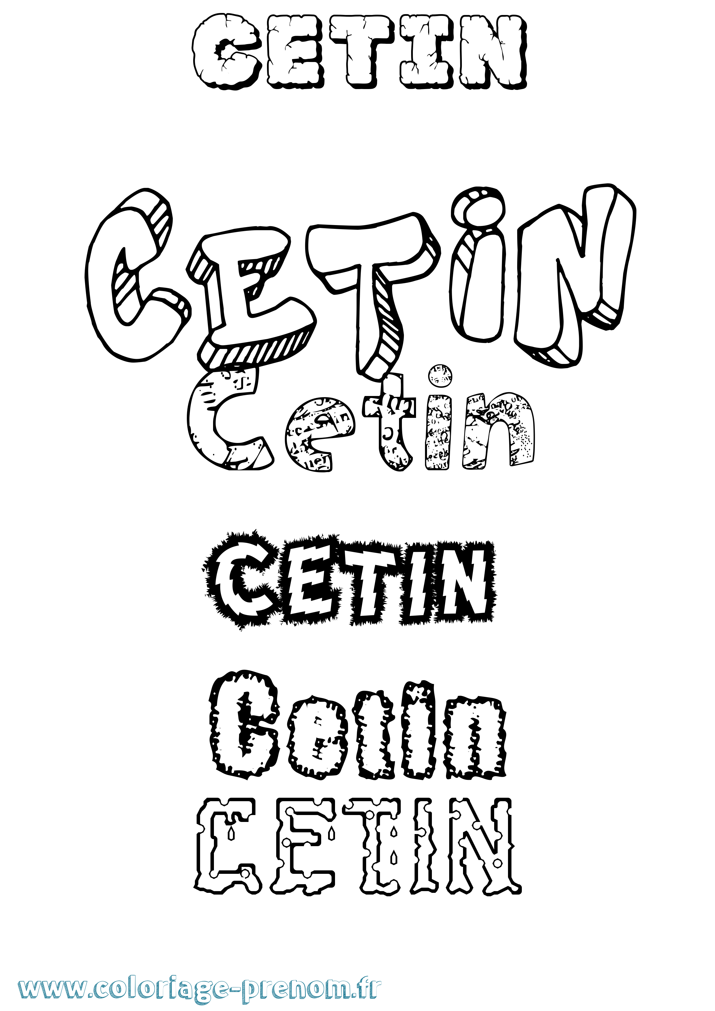 Coloriage Cetin Destructuré Coloriage prénom Cetin Destructuré