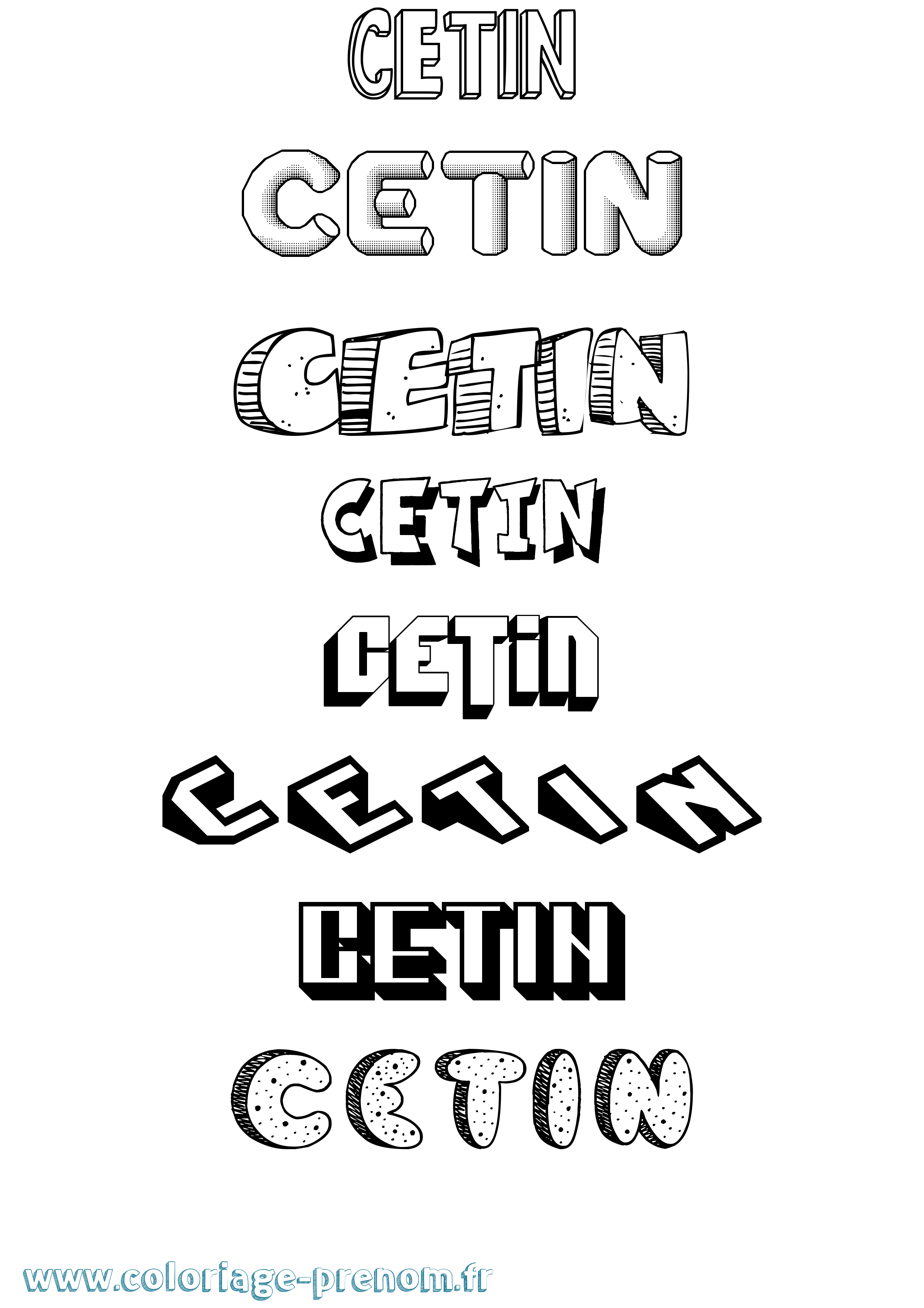 Coloriage prénom Cetin Effet 3D
