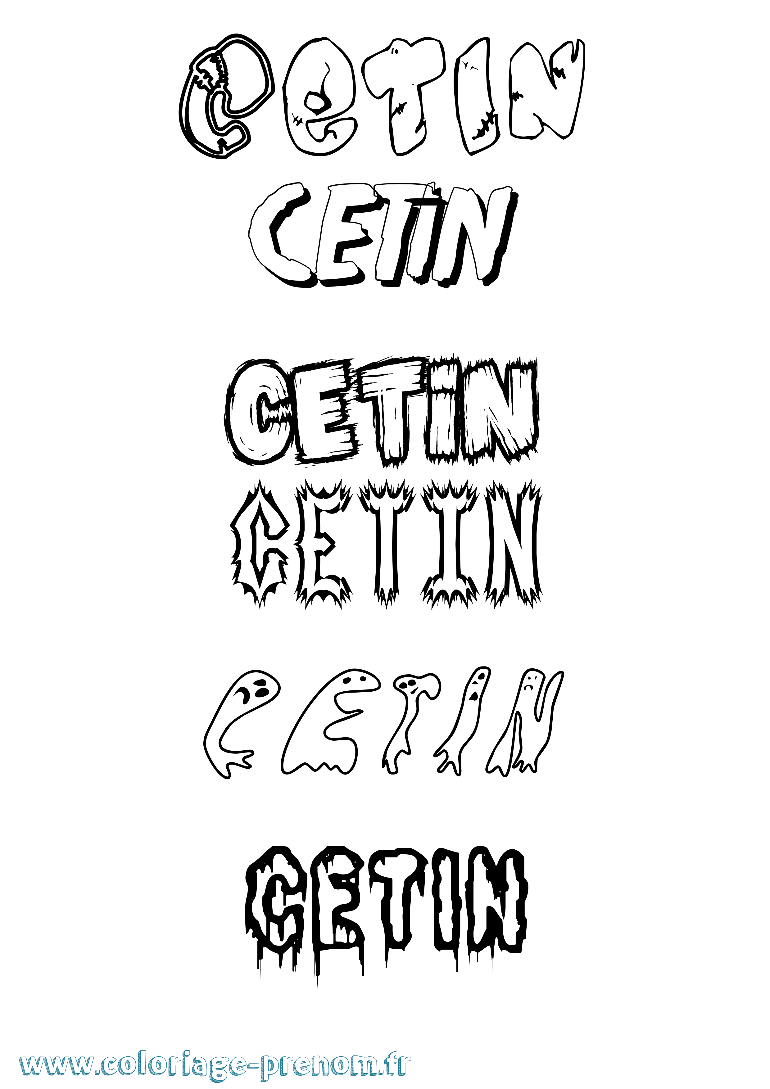 Coloriage Cetin Frisson Coloriage prénom Cetin Frisson