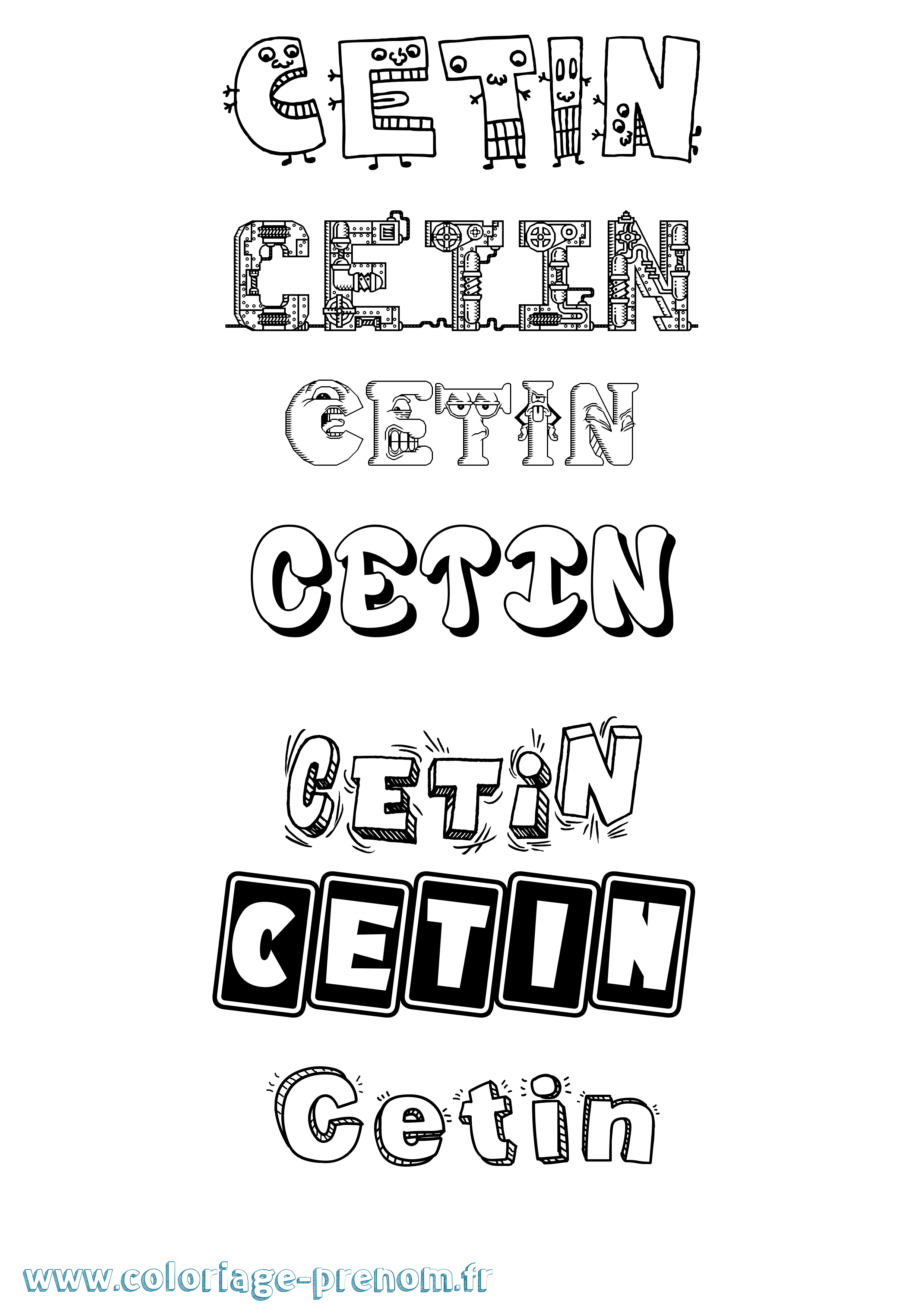 Coloriage prénom Cetin Fun