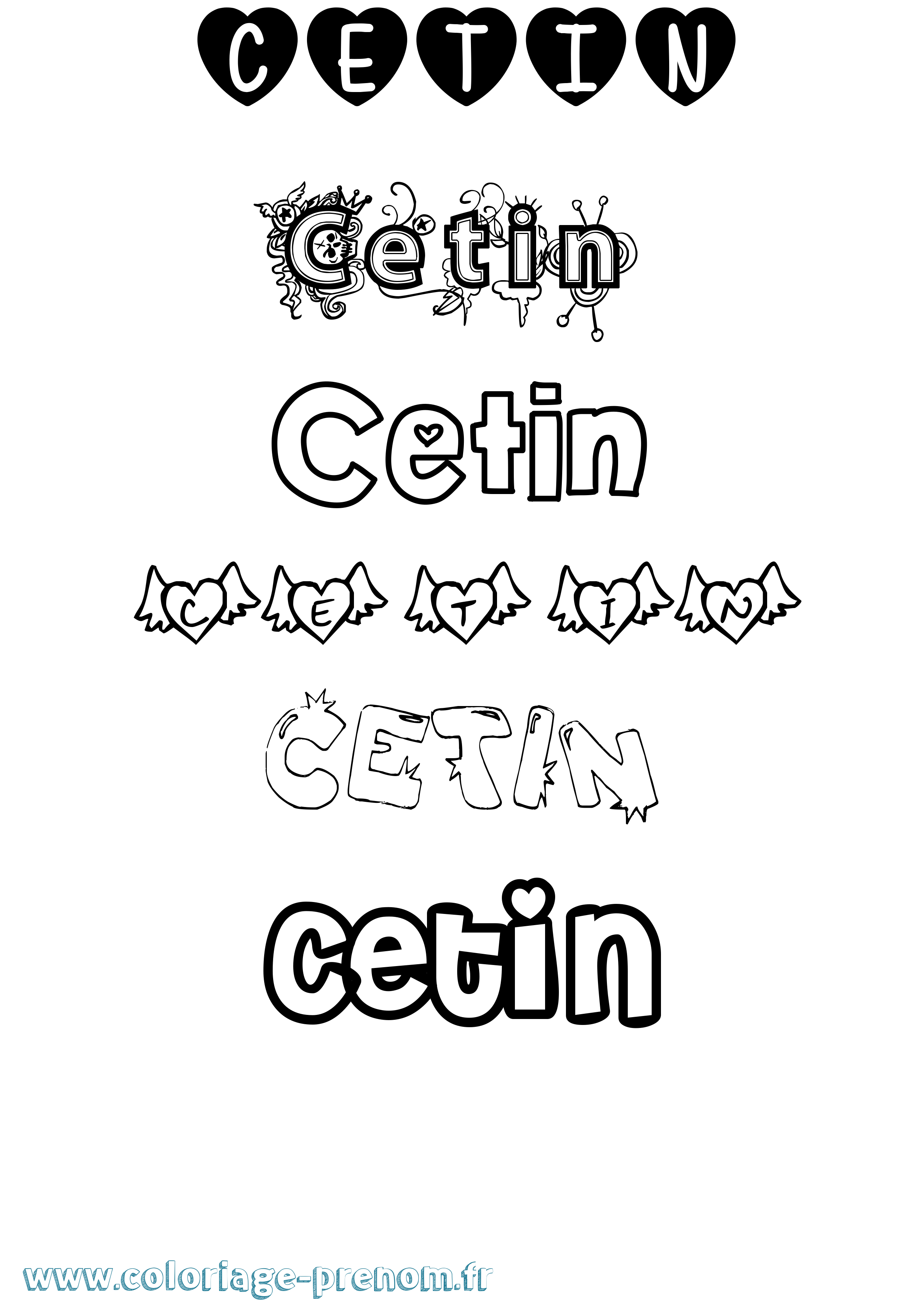 Coloriage prénom Cetin Girly