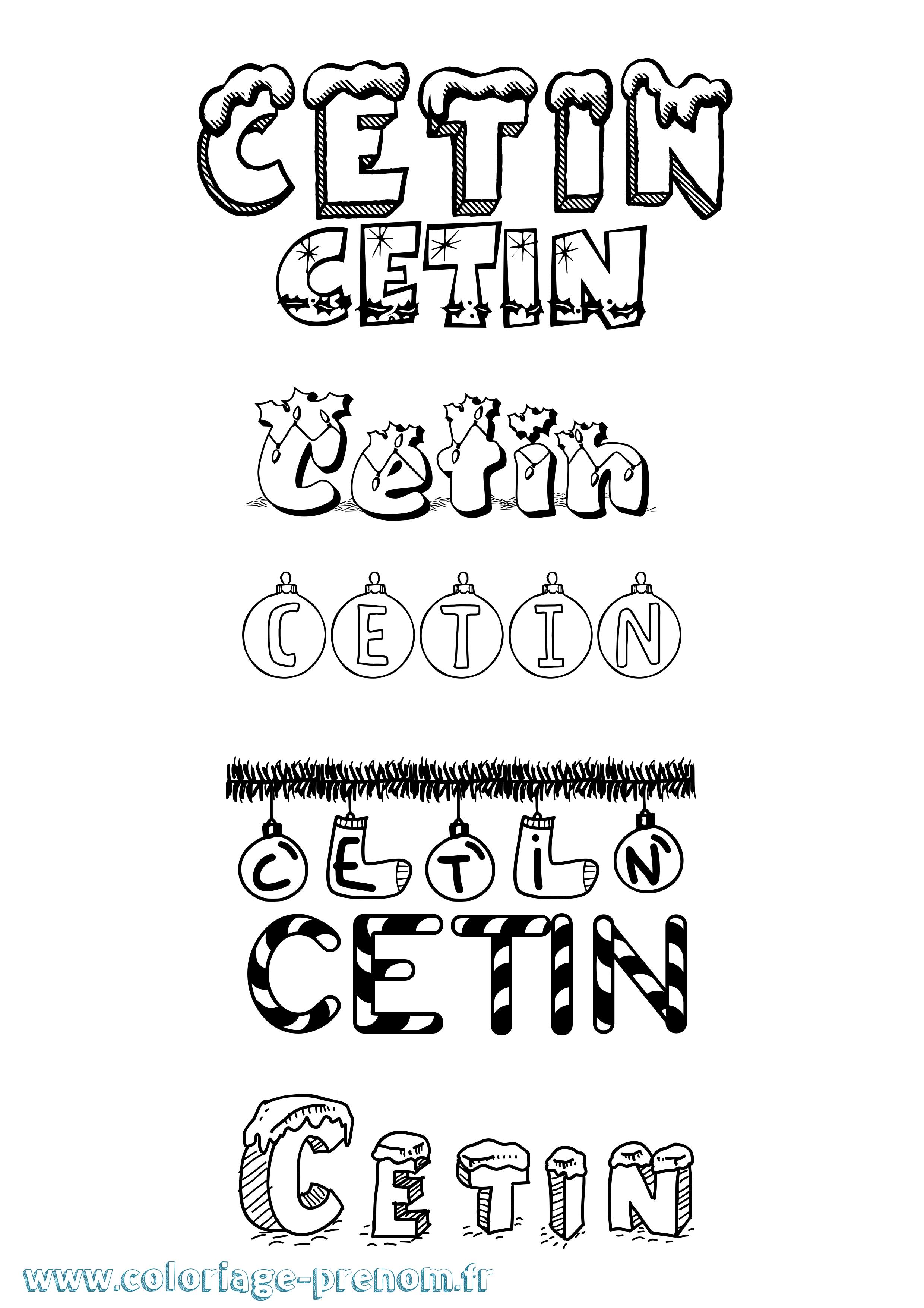 Coloriage Cetin Noël Coloriage prénom Cetin Noël