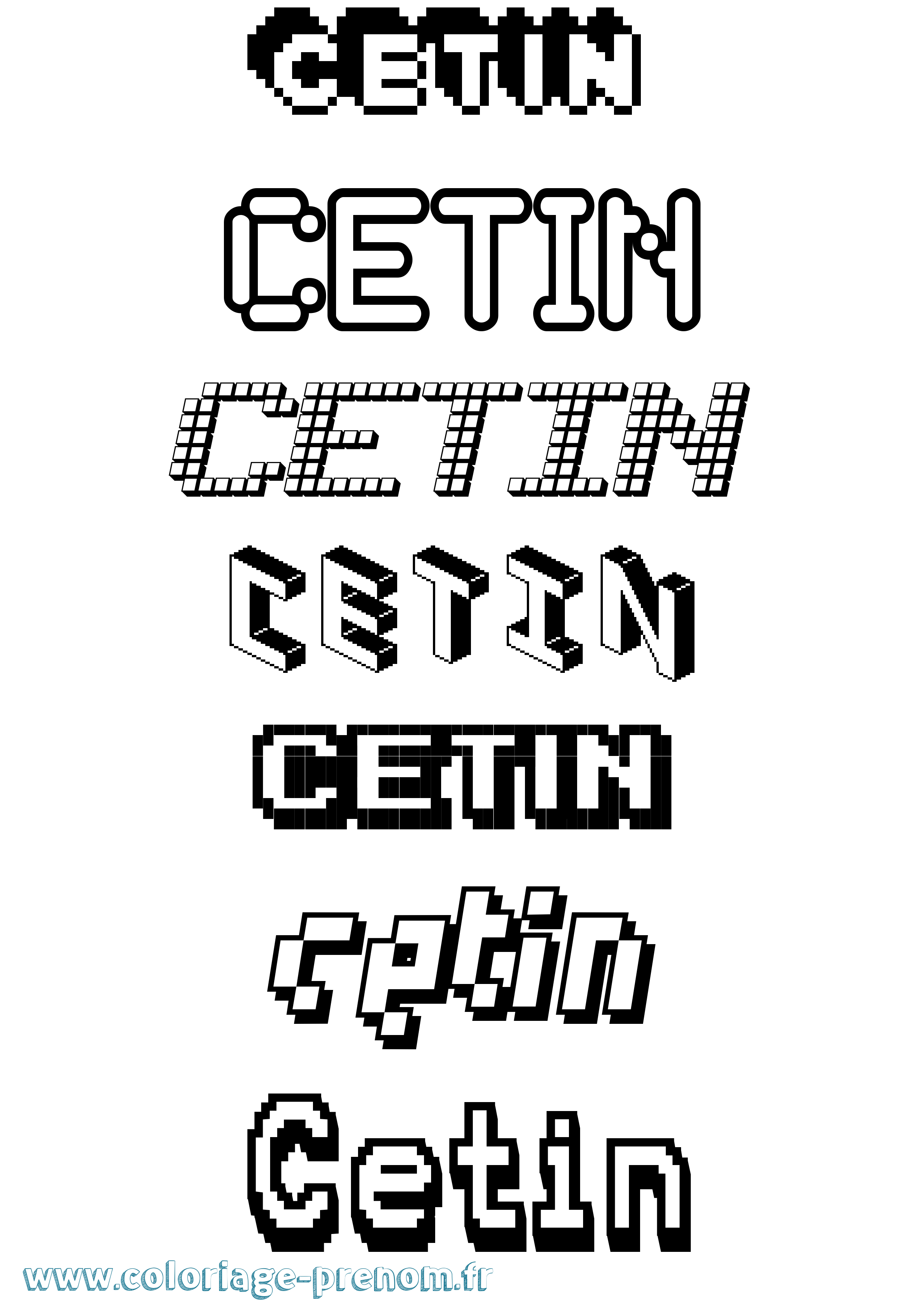 Coloriage Cetin Pixel Coloriage prénom Cetin Pixel