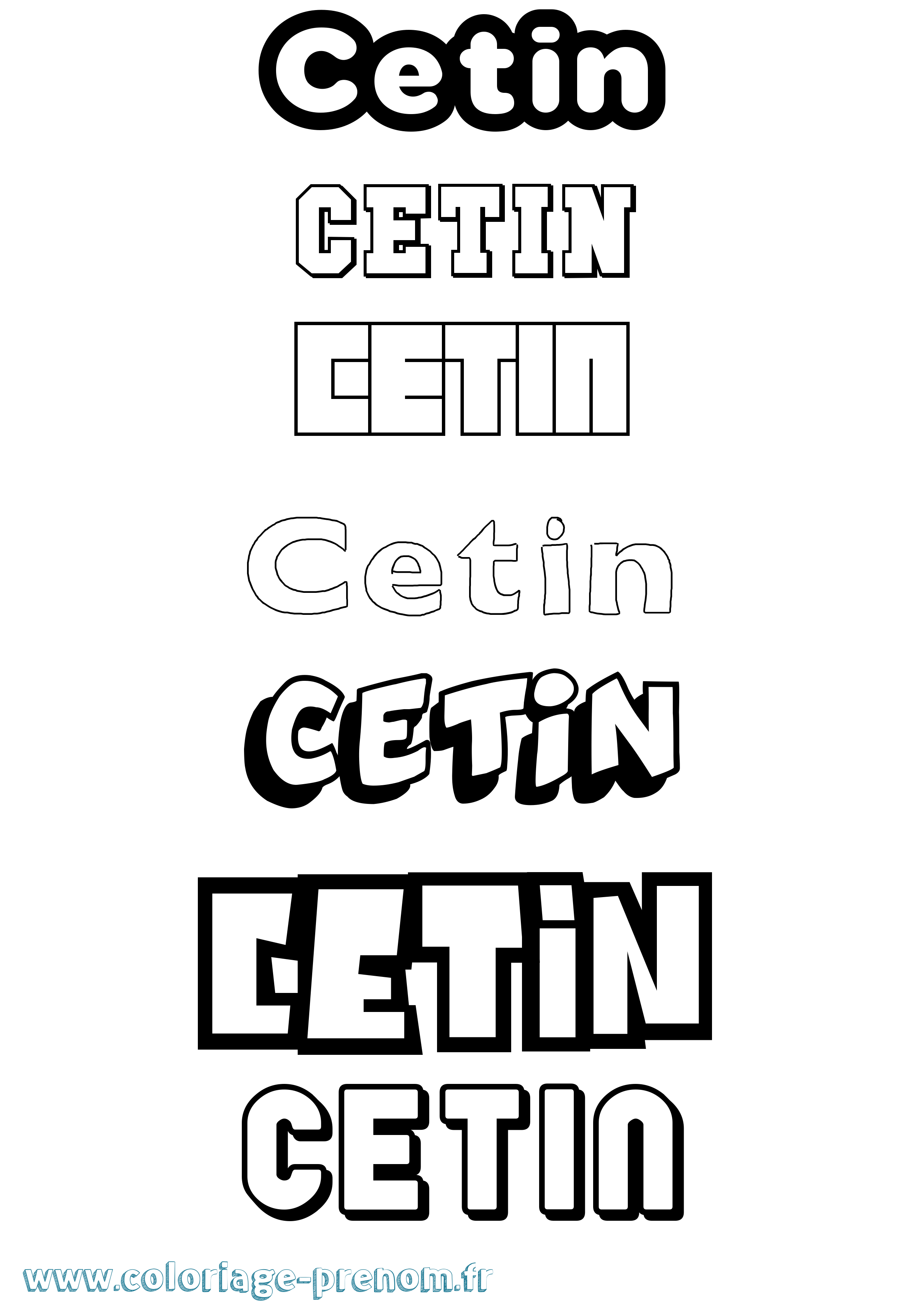 Coloriage prénom Cetin Simple